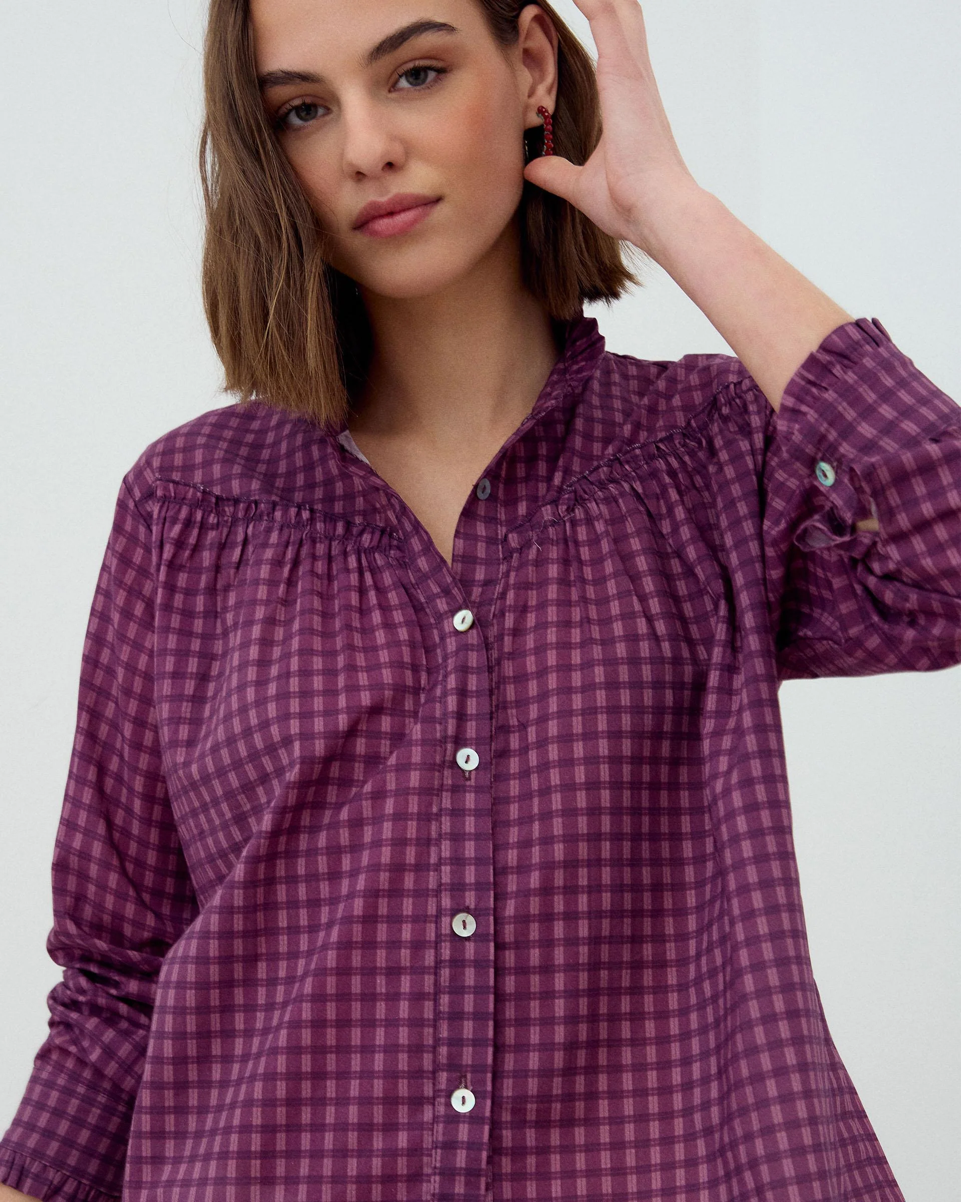 Blusa Canesú Cuadros Morado - Image 3