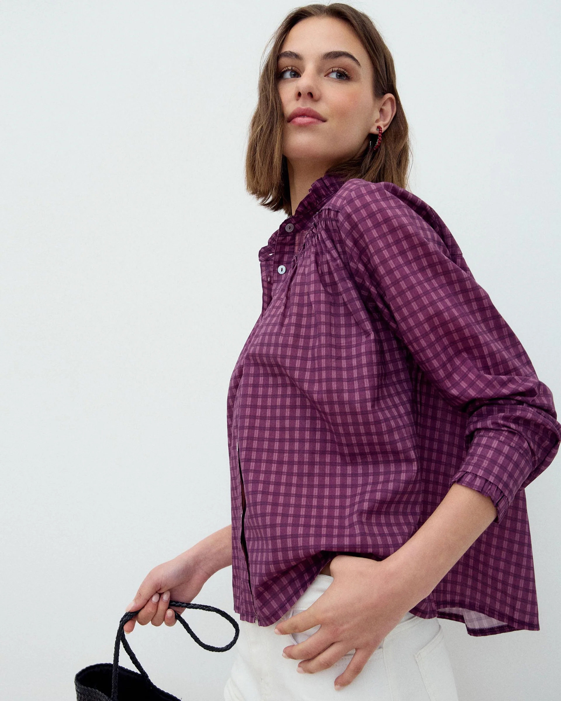 Blusa Canesú Cuadros Morado - Image 4