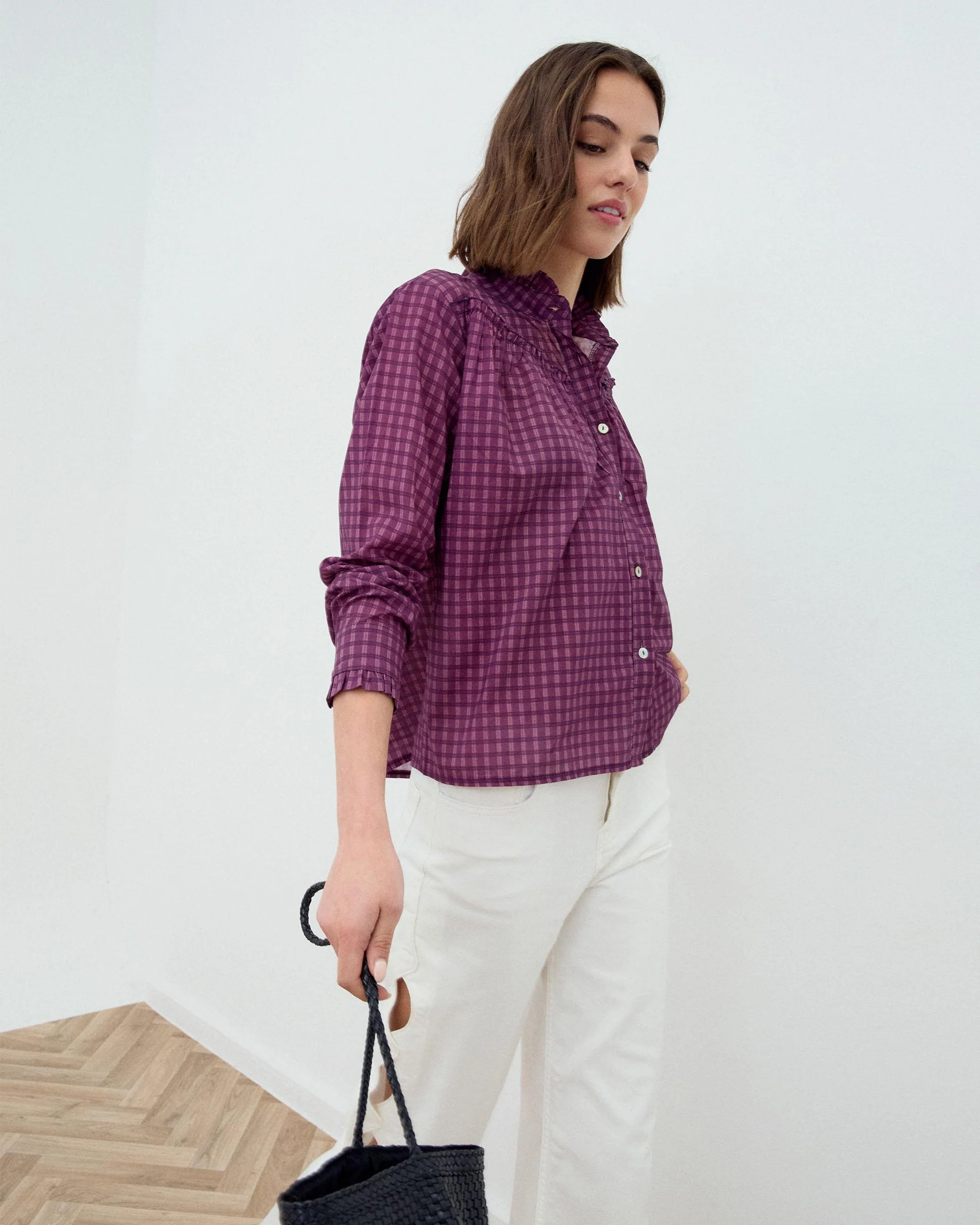 Blusa Canesú Cuadros Morado - Image 5