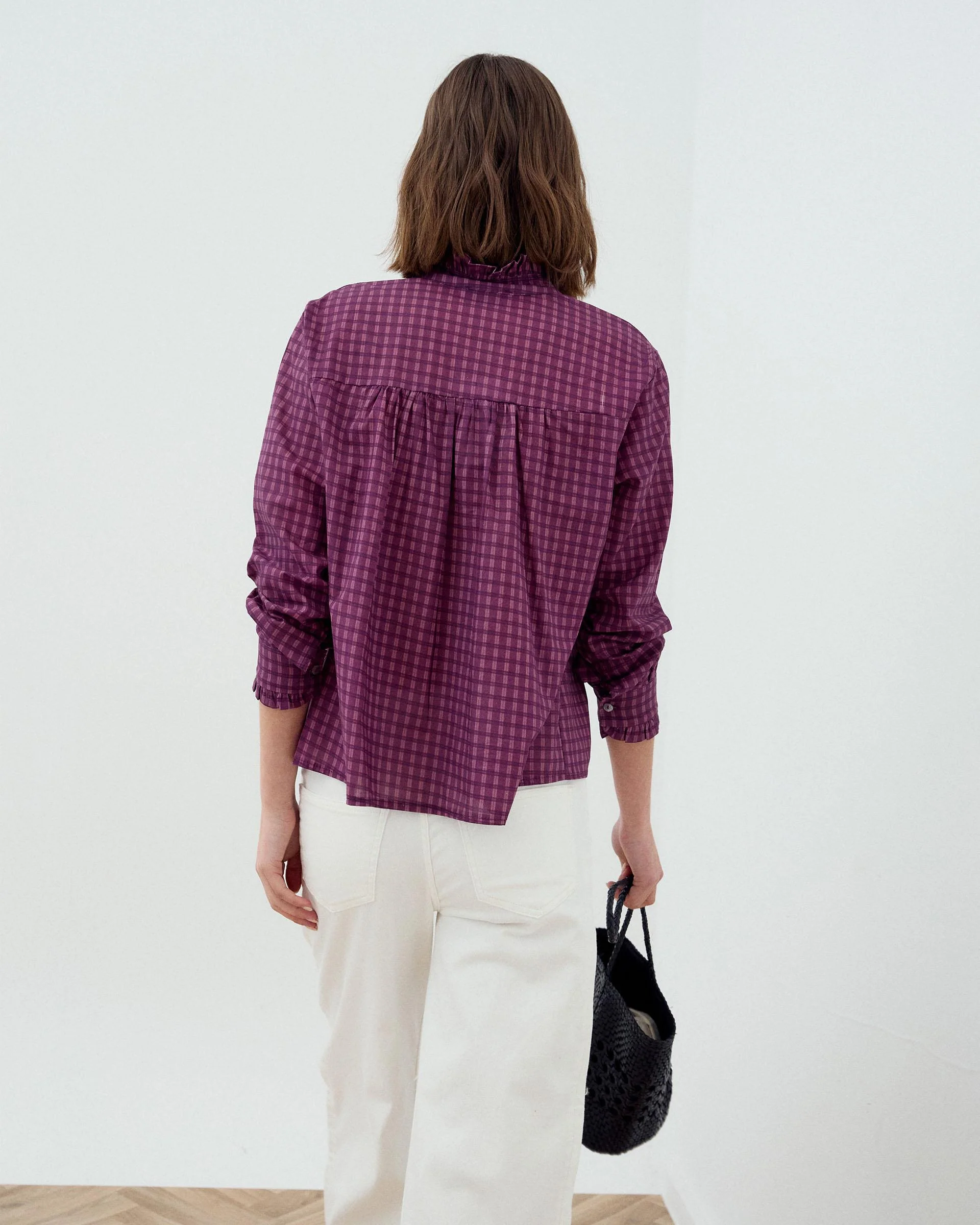 Blusa Canesú Cuadros Morado - Image 7