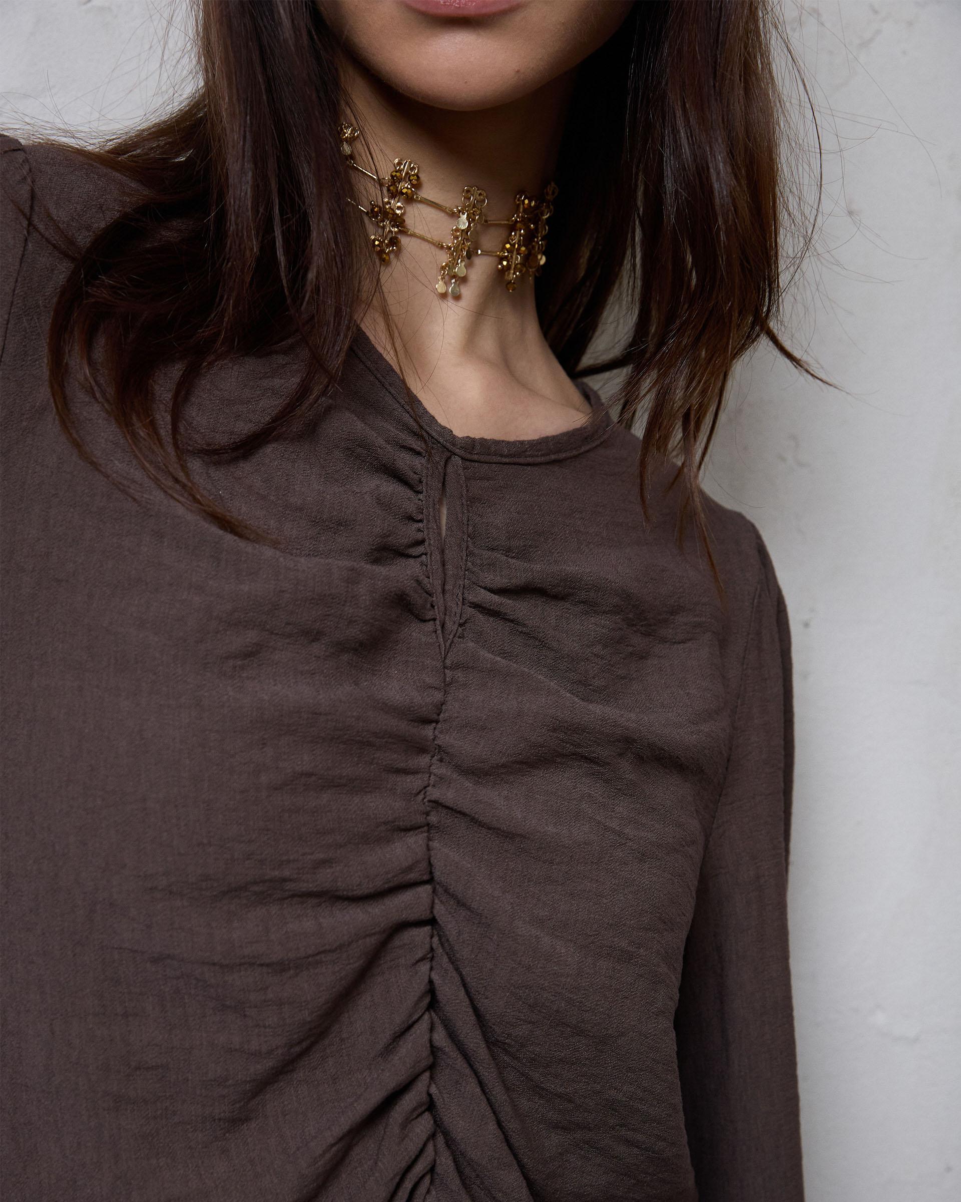 Blusa Fruncido Delantero Marrón - Image 3