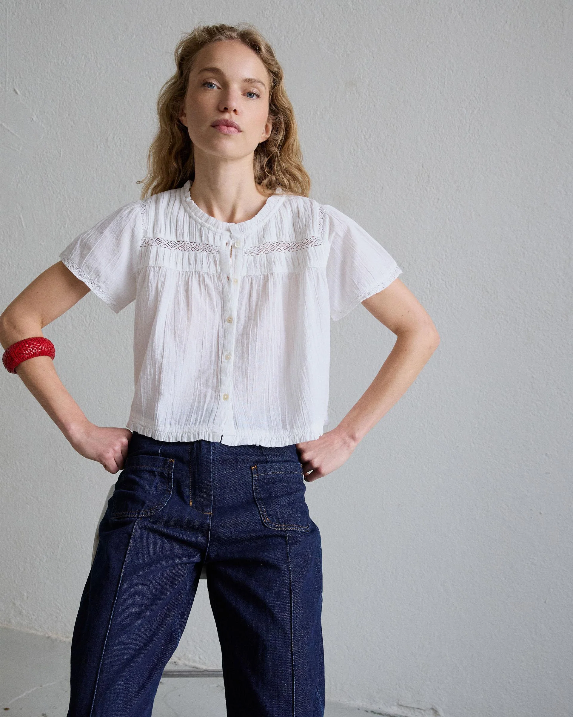 Blusa Manga Corta Puntillas Blanca - Image 6