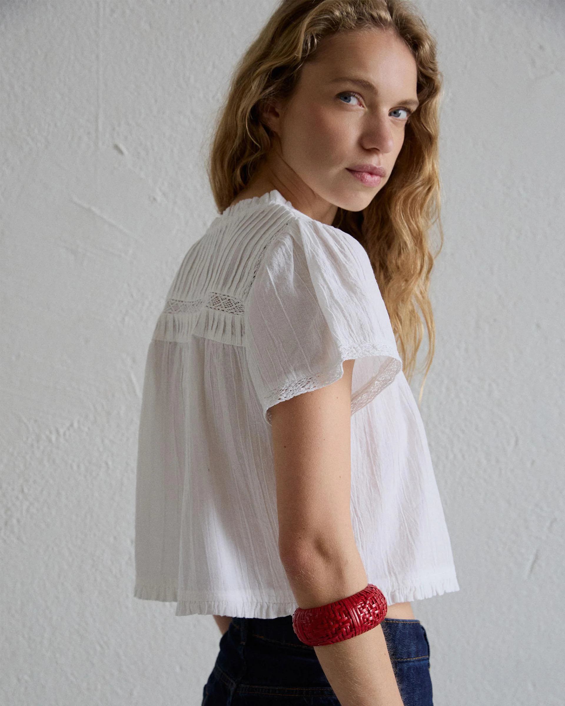 Blusa Manga Corta Puntillas Blanca - Image 7