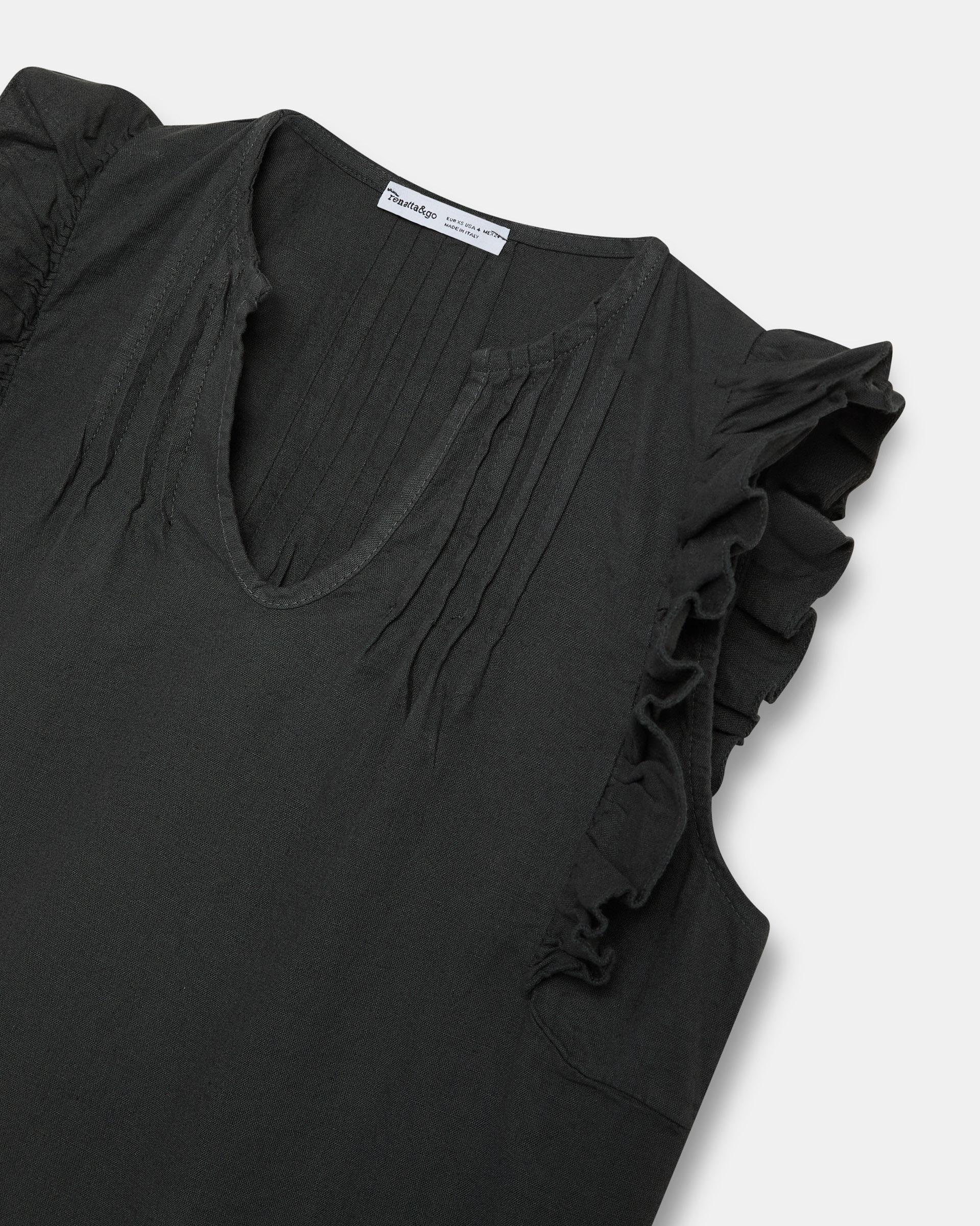 Blusa Sin Mangas Volantes Antracita - Image 9
