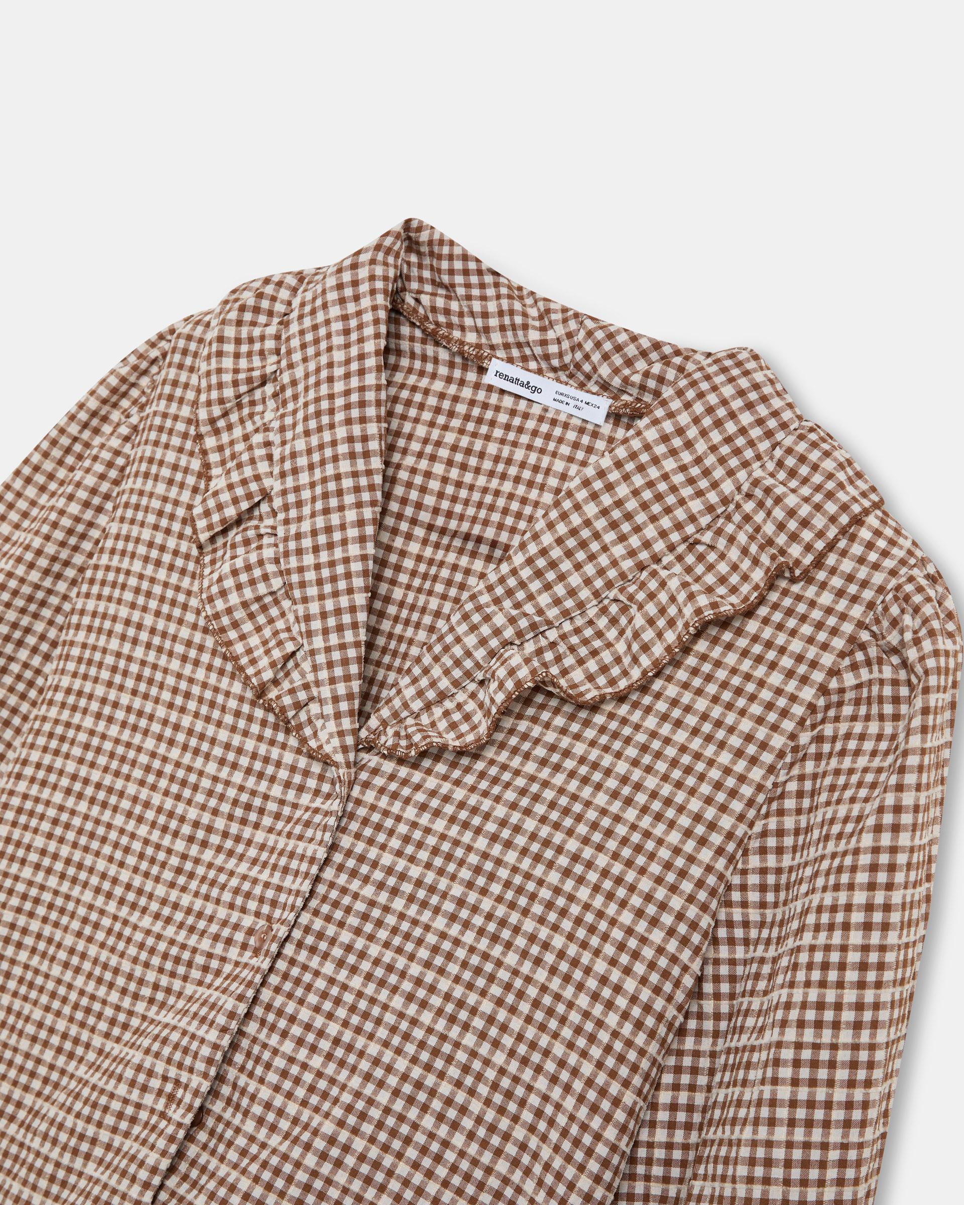 Blusa Volante Cuello Vichy Marrón - Image 10
