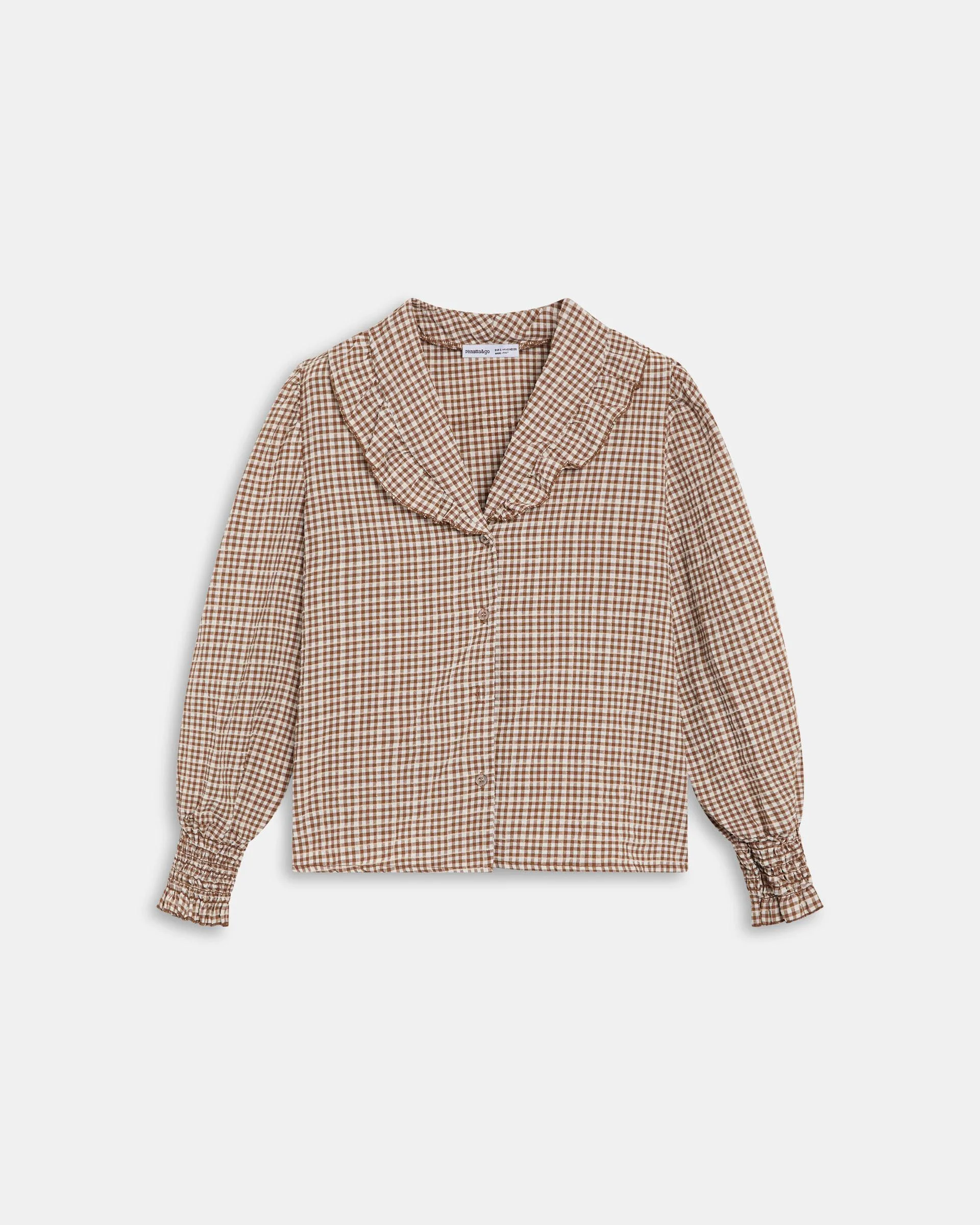 Blusa Volante Cuello Vichy Marrón - Image 8