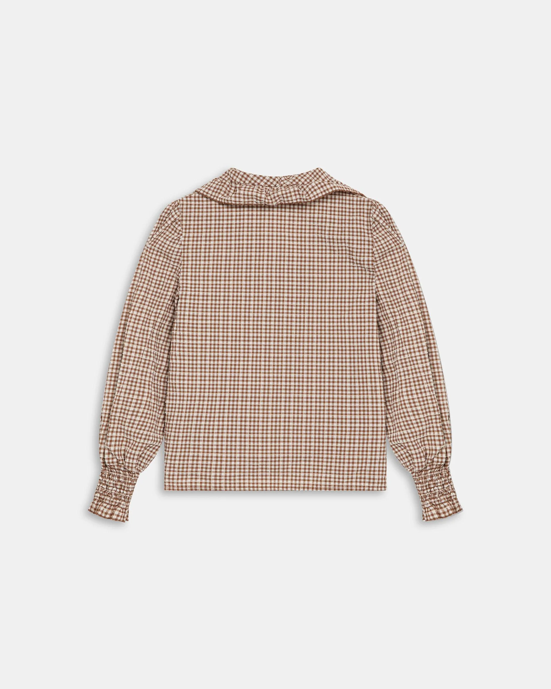 Blusa Volante Cuello Vichy Marrón - Image 9