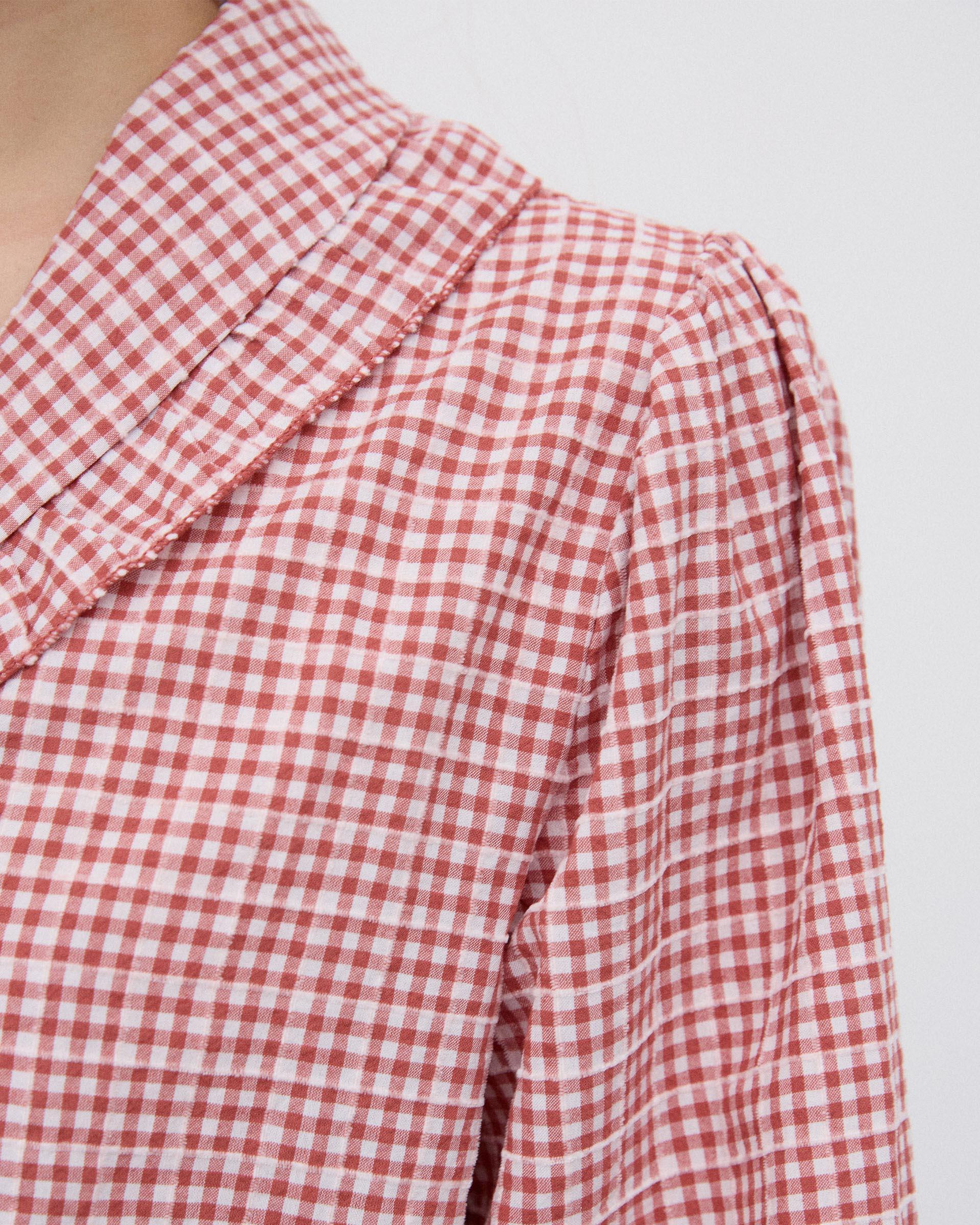 Blusa Volante Cuello Vichy Teja - Image 3