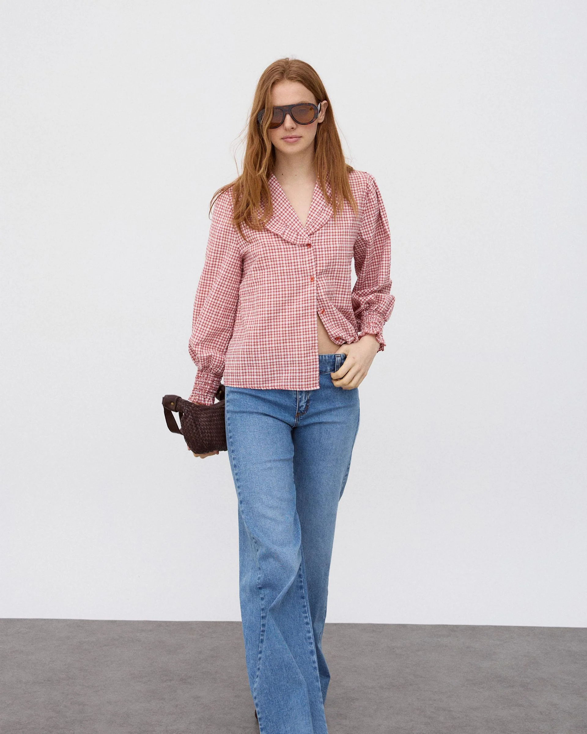Blusa Volante Cuello Vichy Teja - Image 4