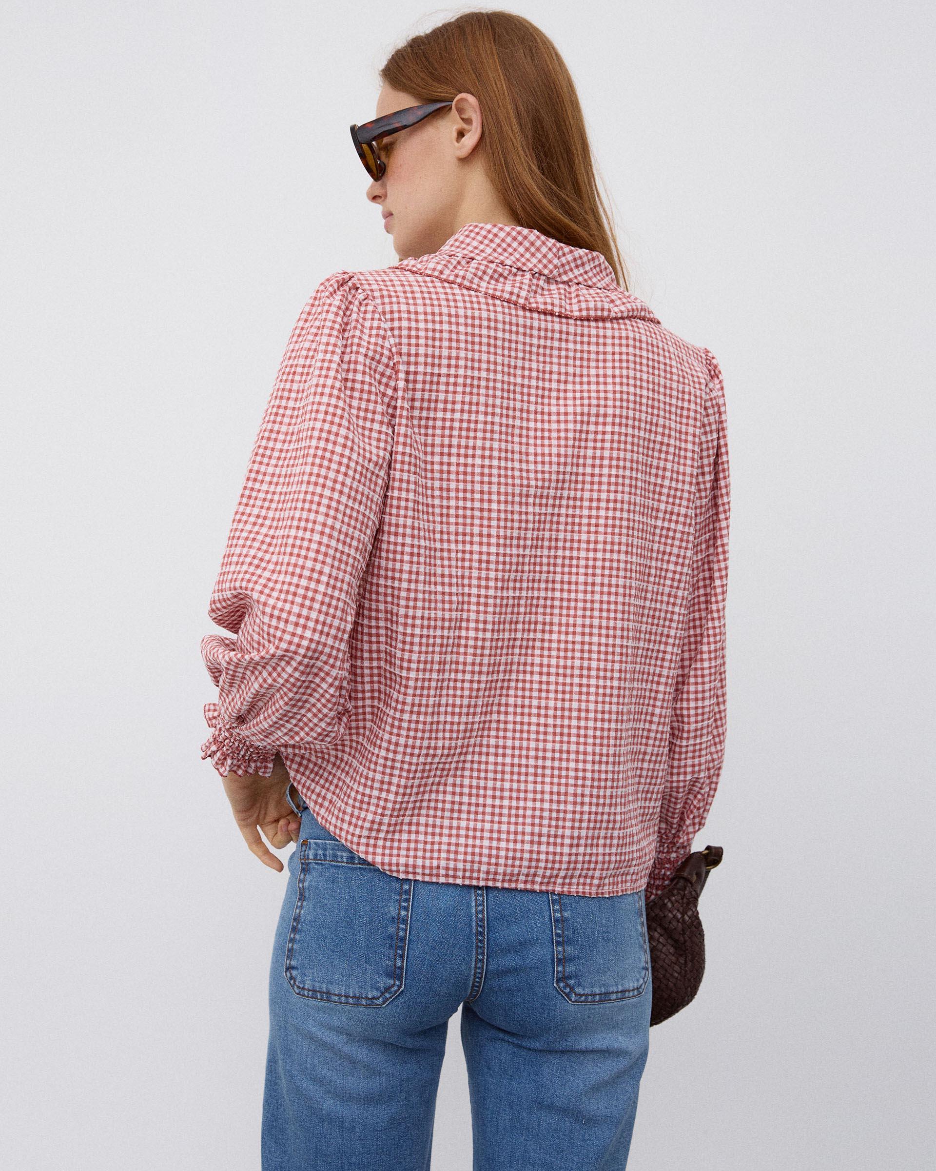 Blusa Volante Cuello Vichy Teja - Image 7
