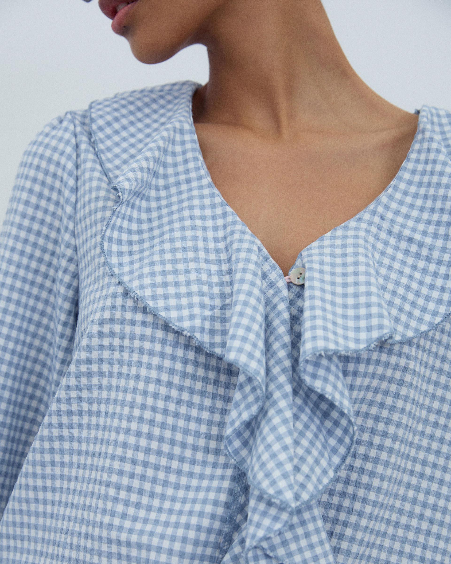 Blusa Volantes Delanteros Vichy Azul - Image 3