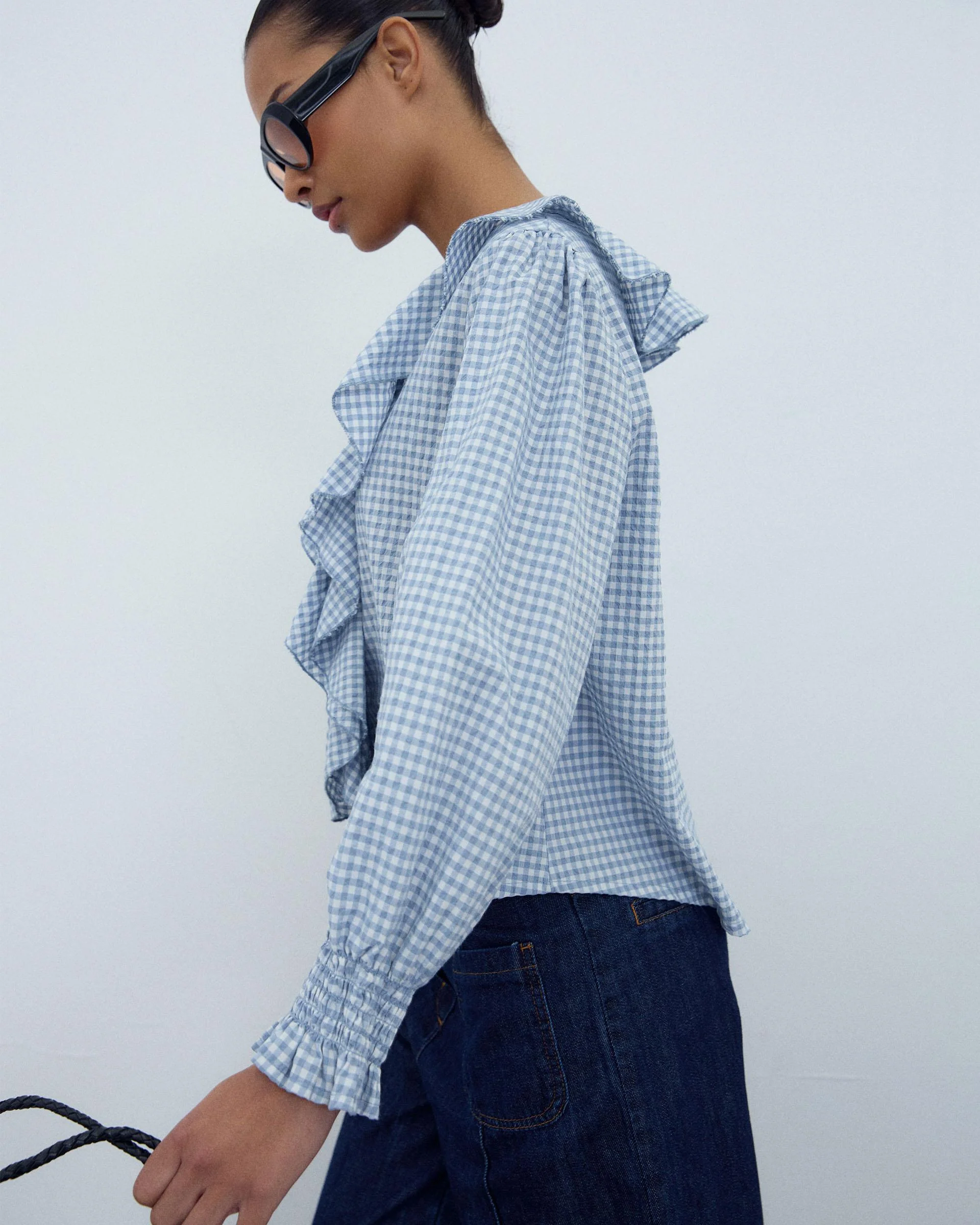 Blusa Volantes Delanteros Vichy Azul - Image 4