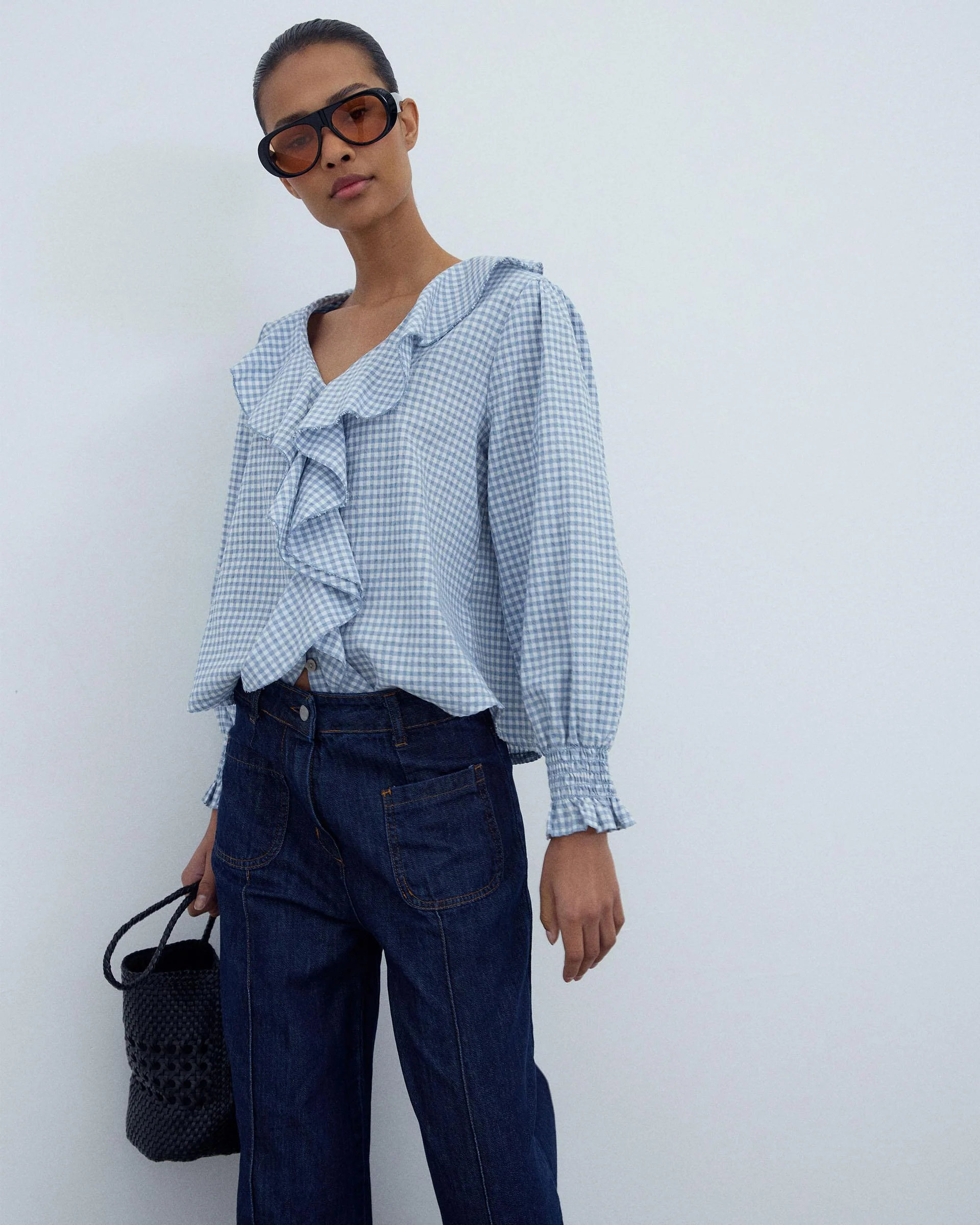 Blusa Volantes Delanteros Vichy Azul - Image 5