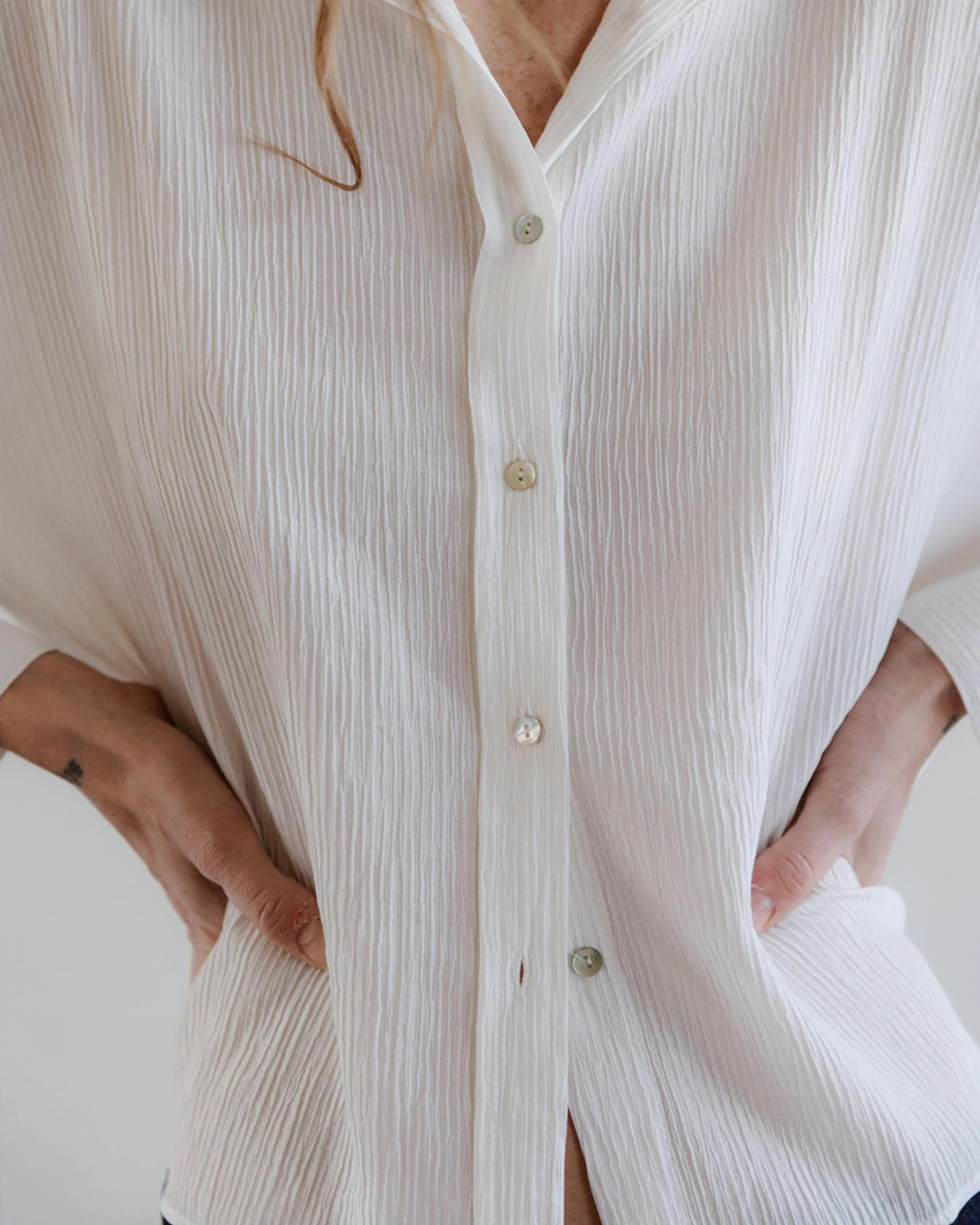 Camisa Tejido Plisado Blanca - Image 3