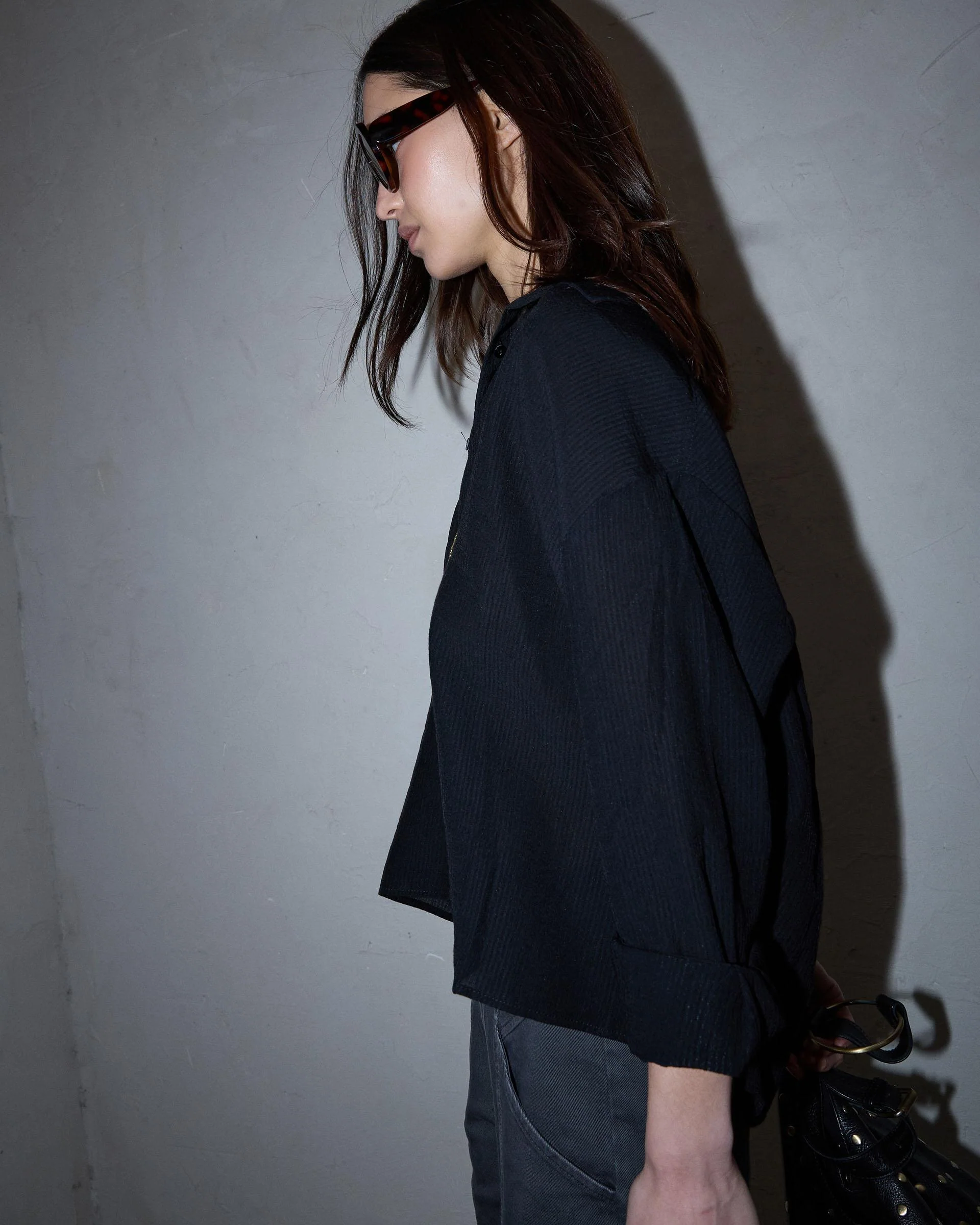 Camisa Tejido Plisado Negro - Image 6