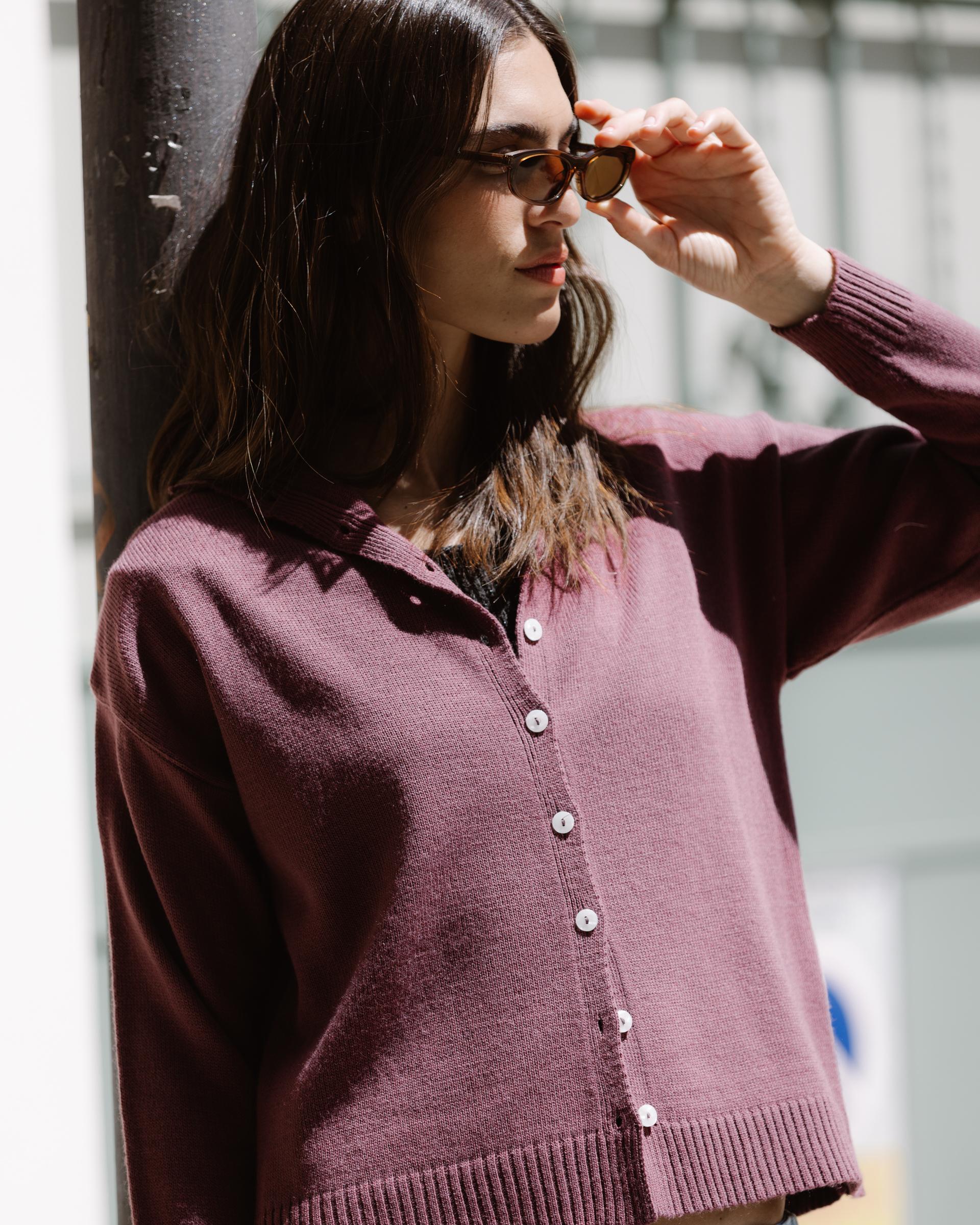 Chaqueta Punto Cuello Subido Morado - Image 5