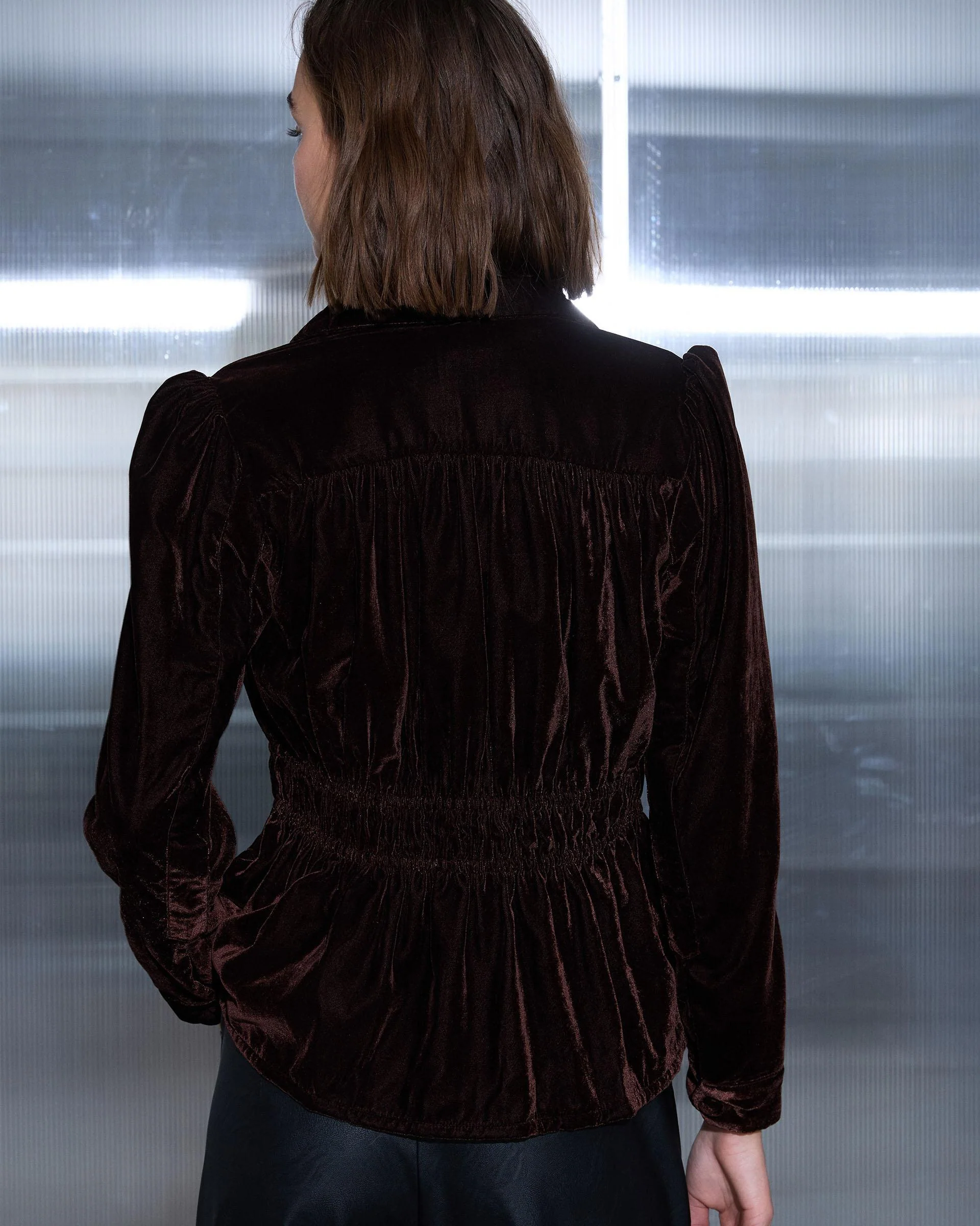Chaqueta Terciopelo Frunces Marrón - Image 6