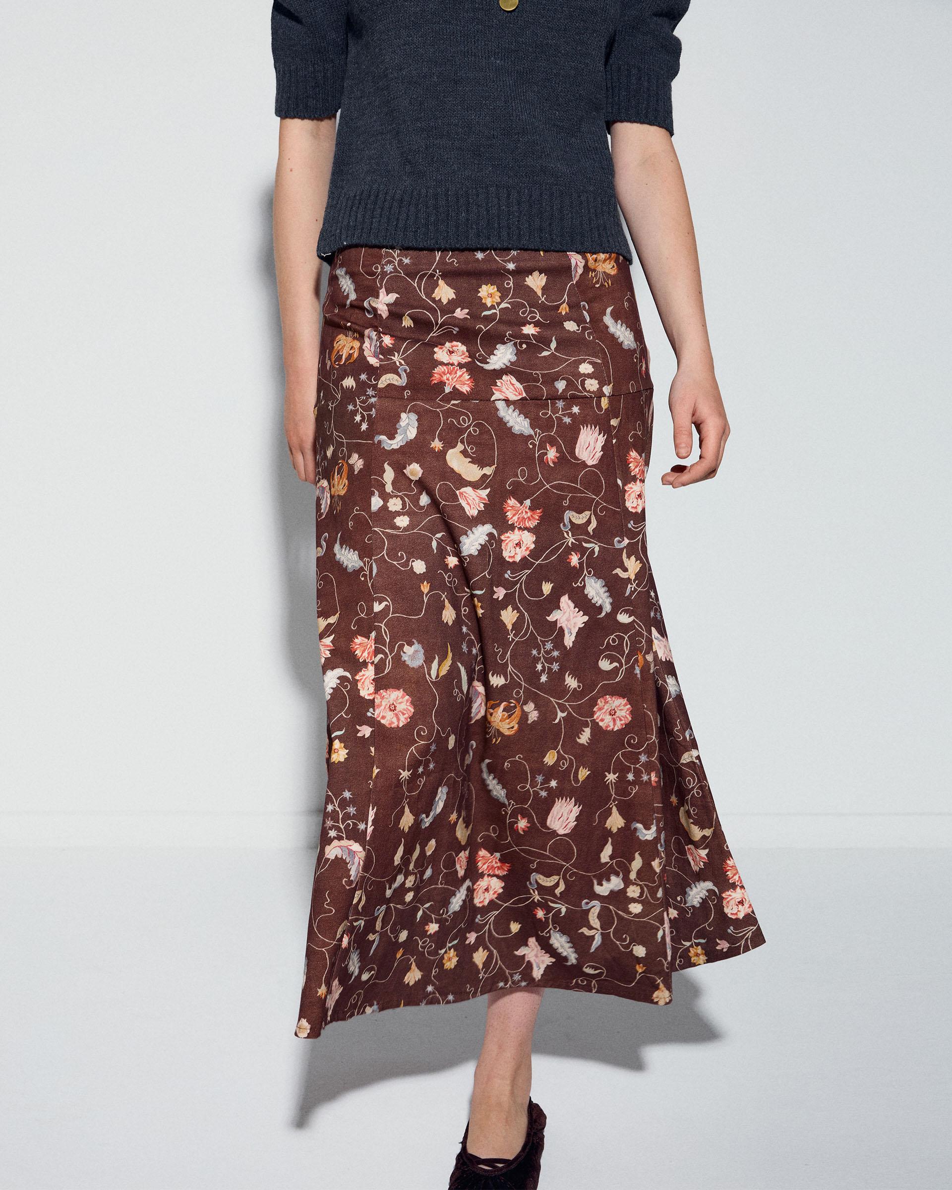 Falda Canesú Estampado Floral Marrón - Image 3