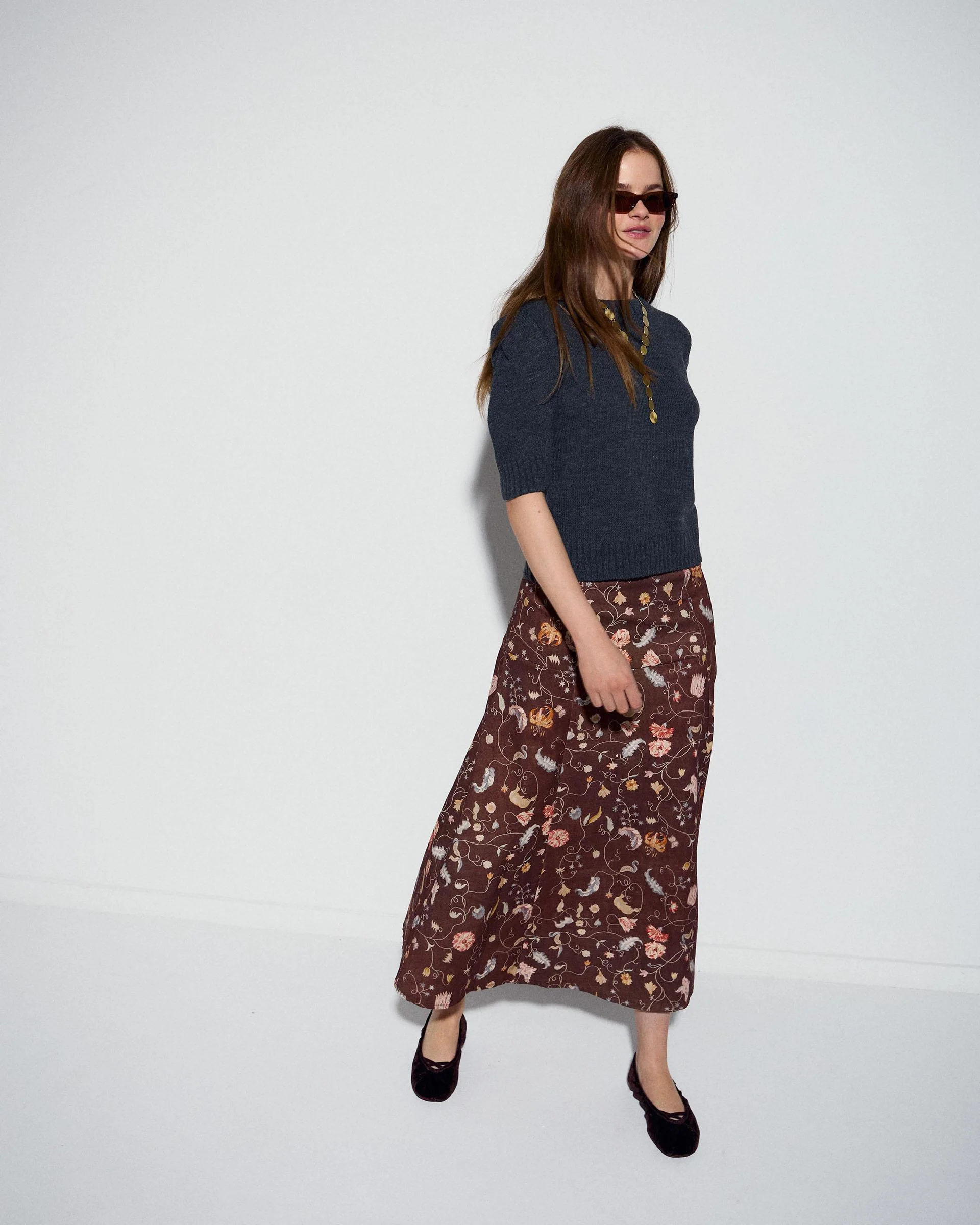 Falda Canesú Estampado Floral Marrón - Image 4
