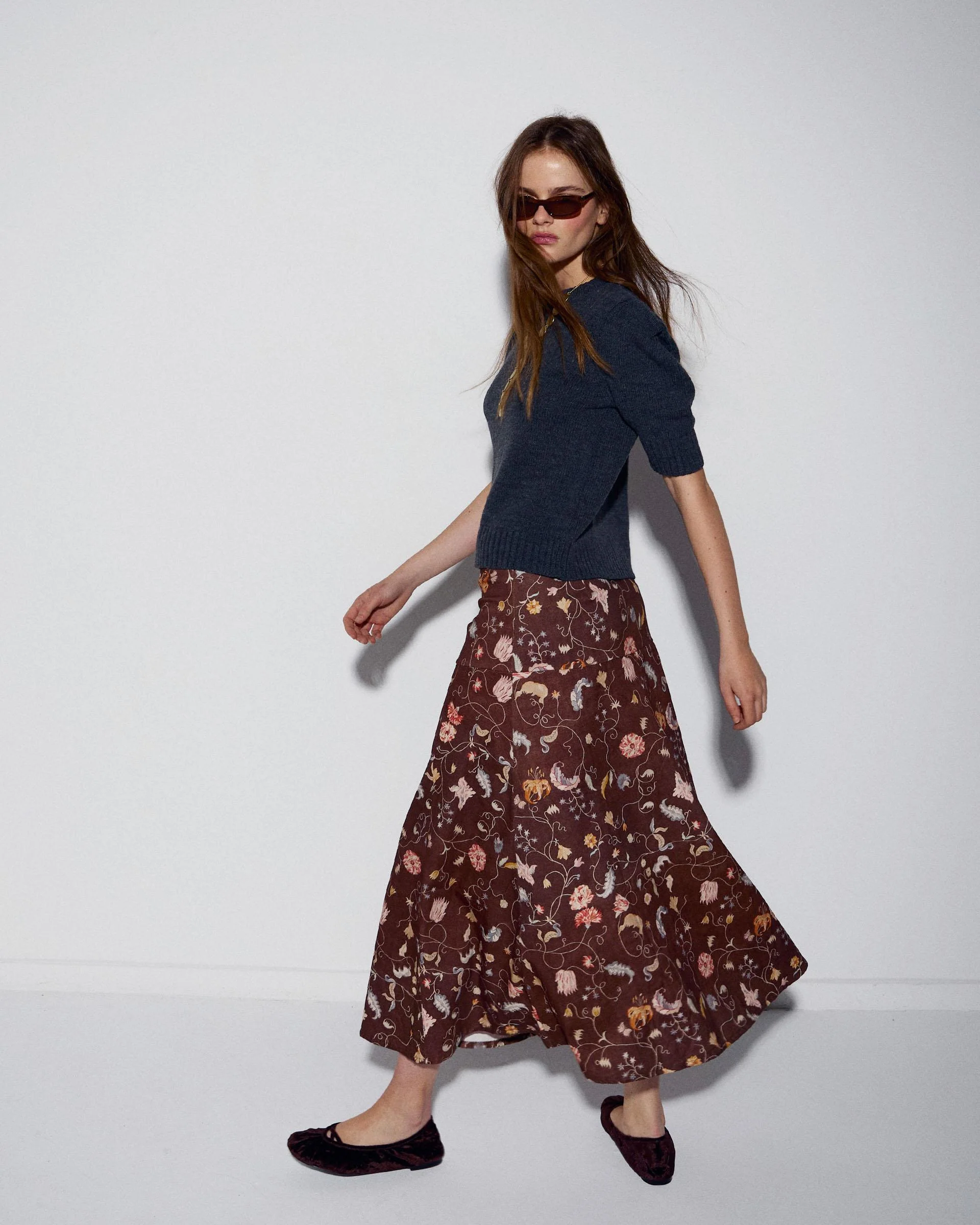 Falda Canesú Estampado Floral Marrón - Image 7