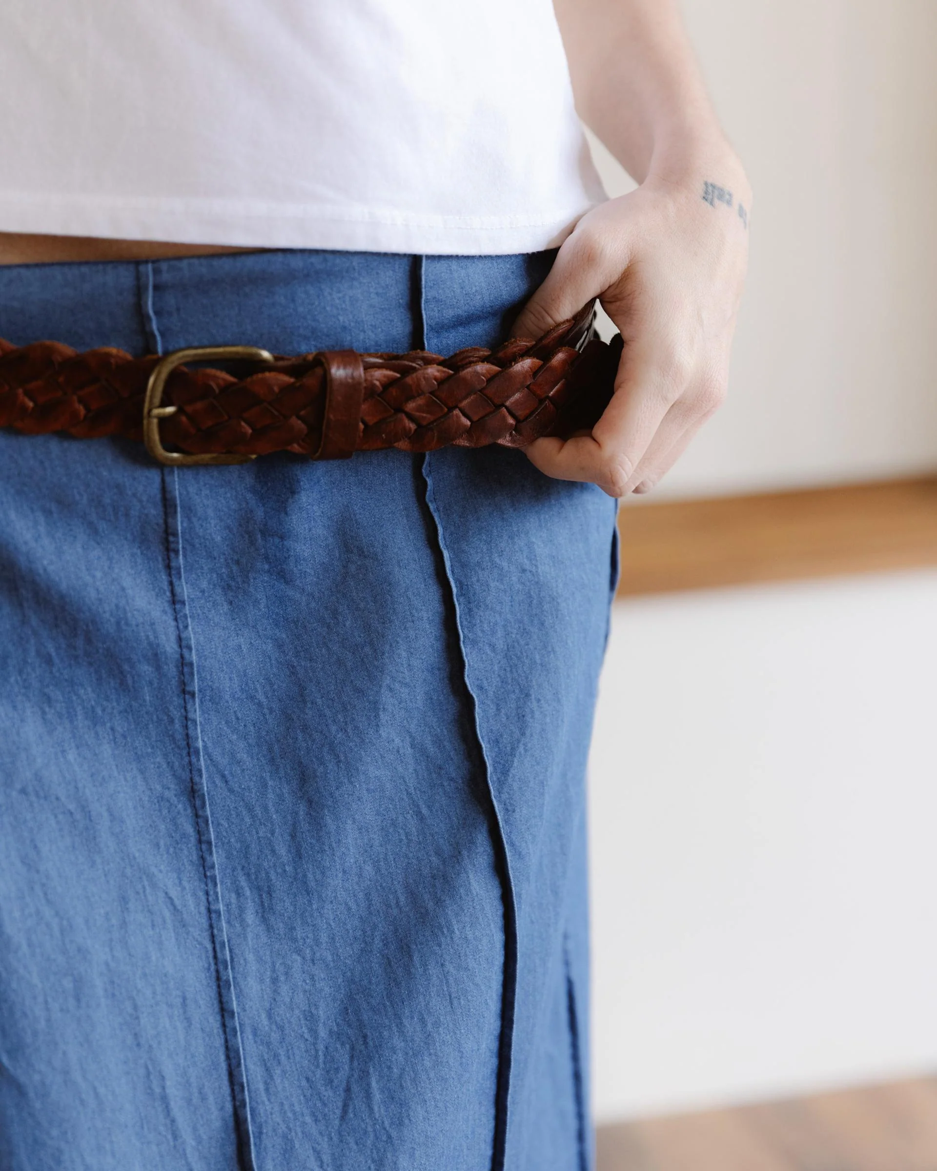 Falda Costuras Tipo Denim Azul Jeans - Image 3