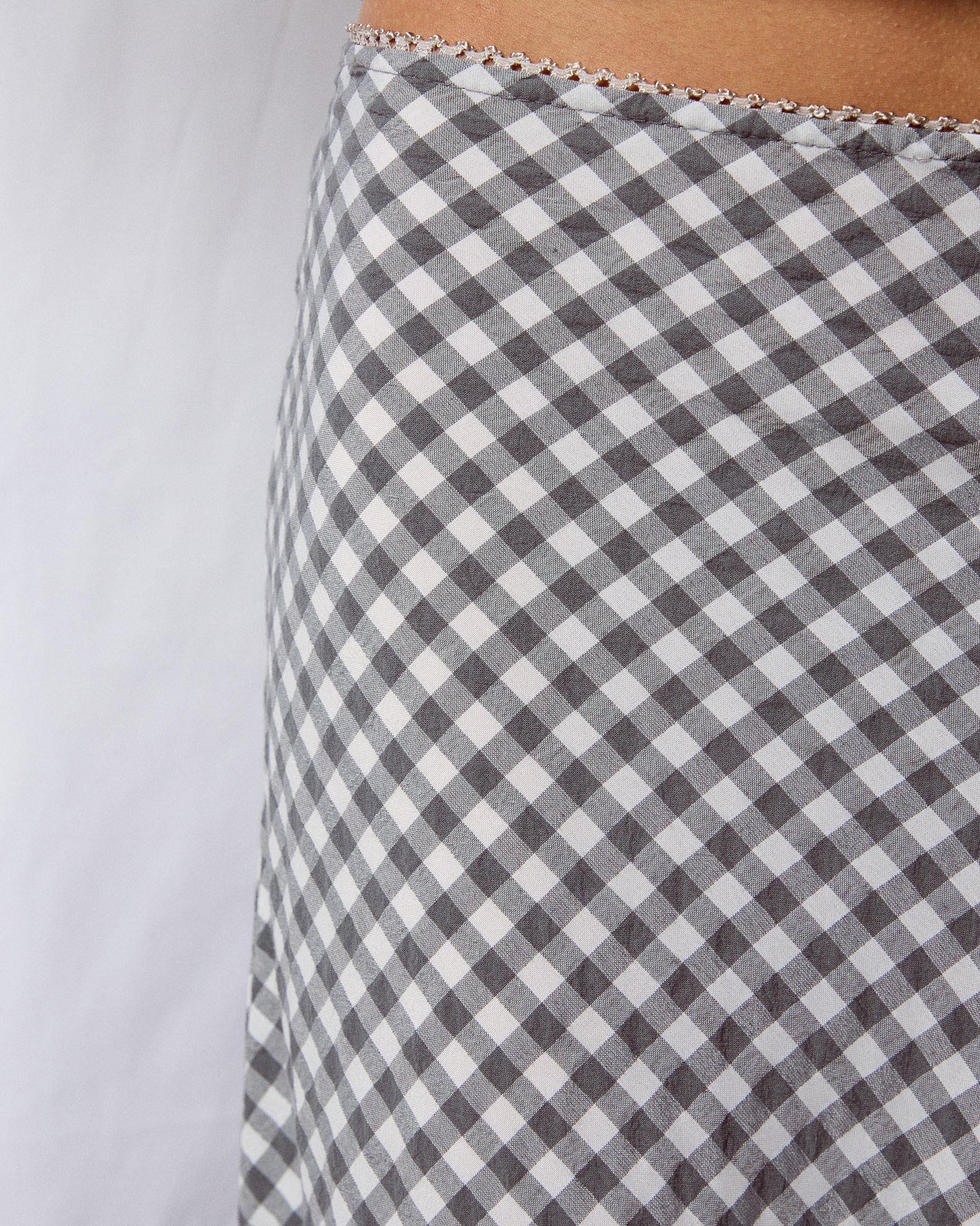 Falda Fluida Cuadros Gris - Image 3