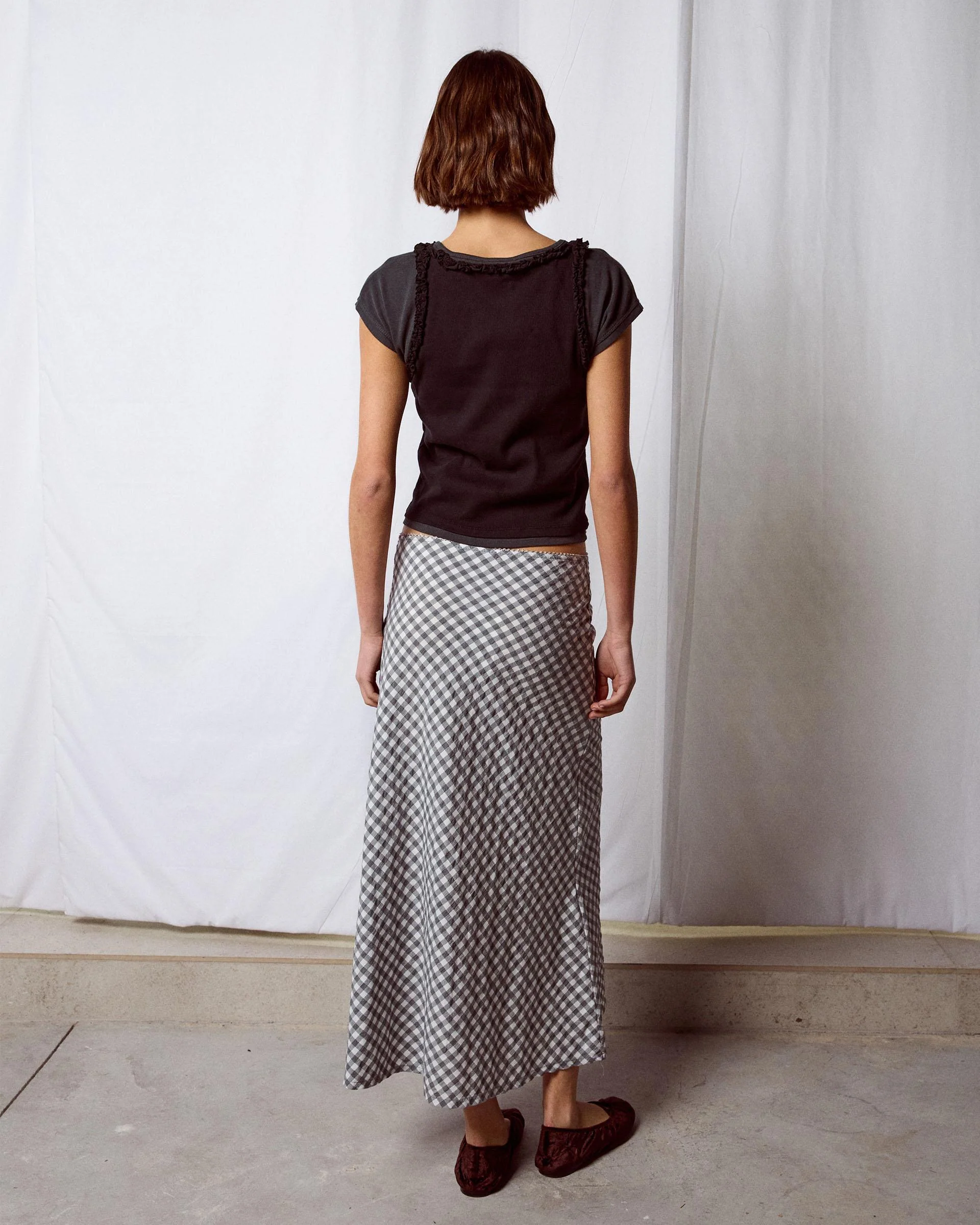 Falda Fluida Cuadros Gris - Image 7