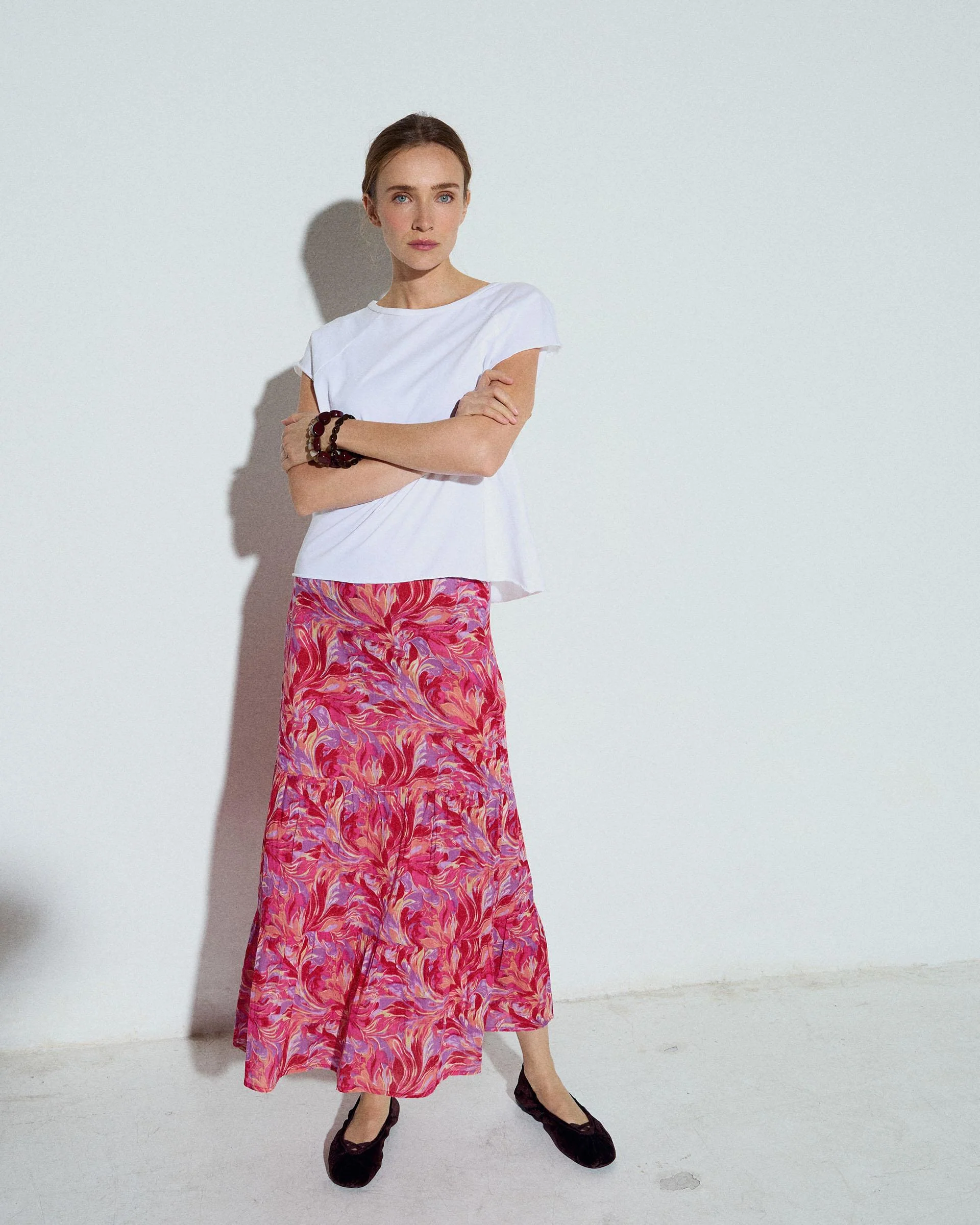 Falda Fluida Estampado Floral Fucsia - Image 3