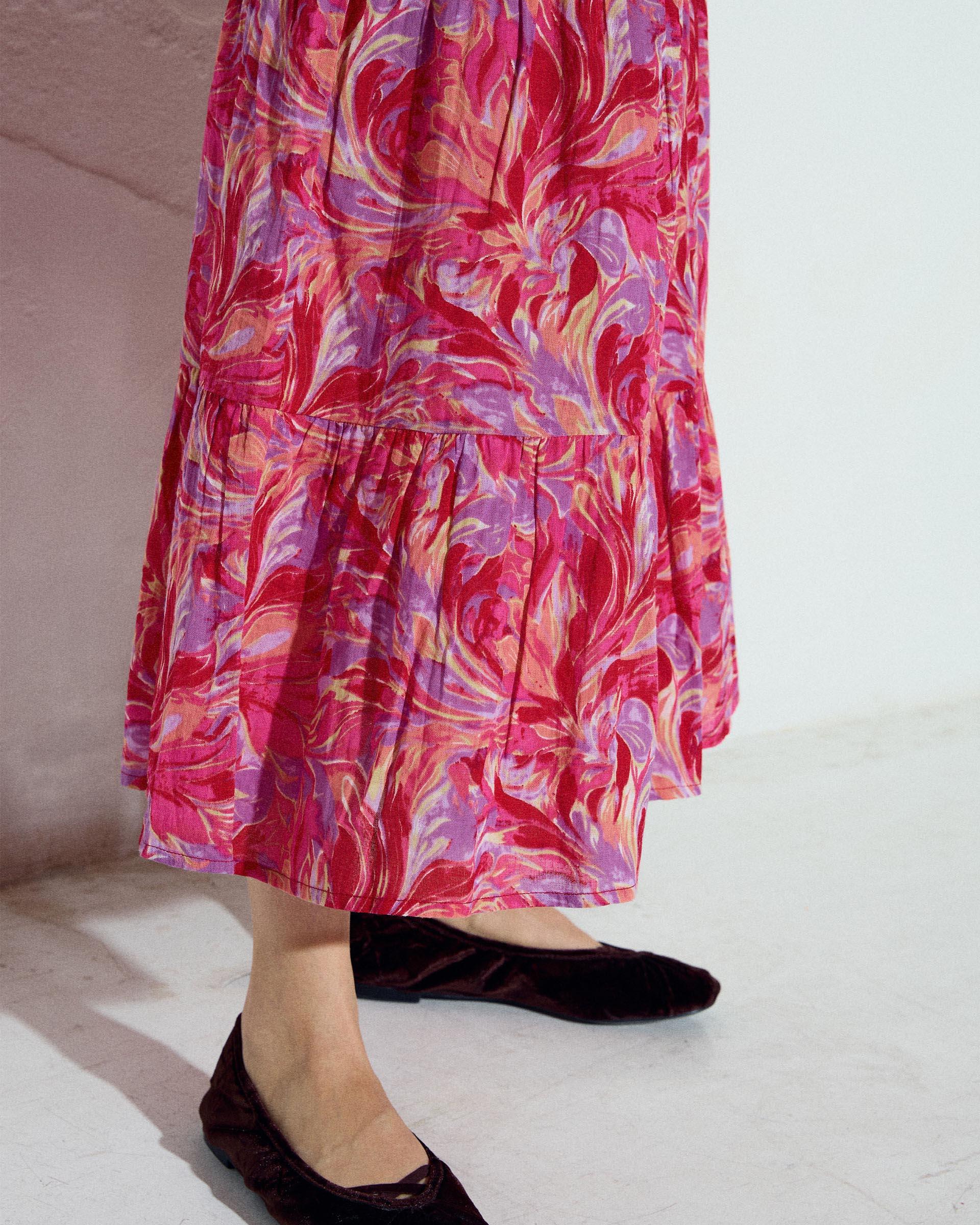Falda Fluida Estampado Floral Fucsia - Image 4
