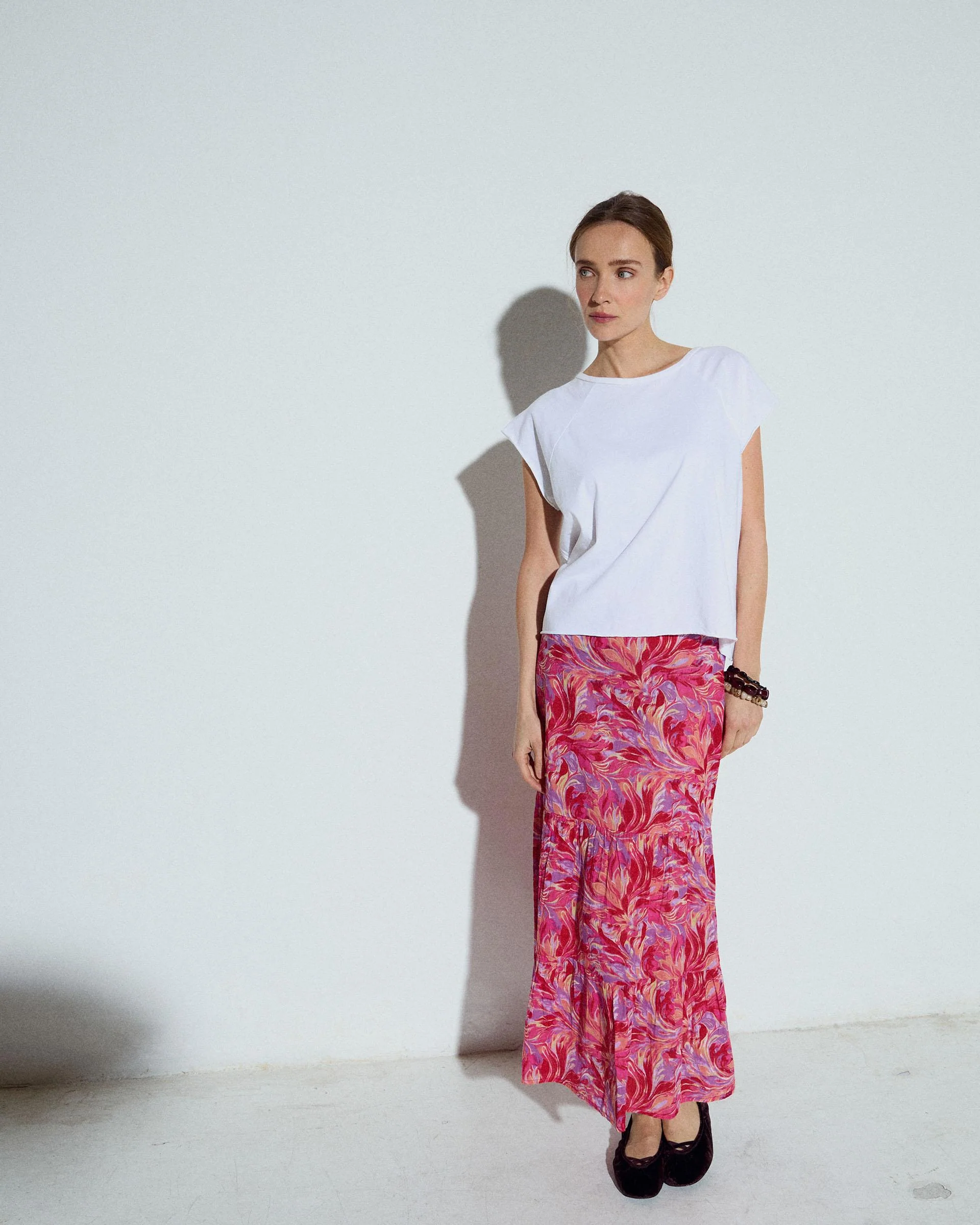 Falda Fluida Estampado Floral Fucsia - Image 5