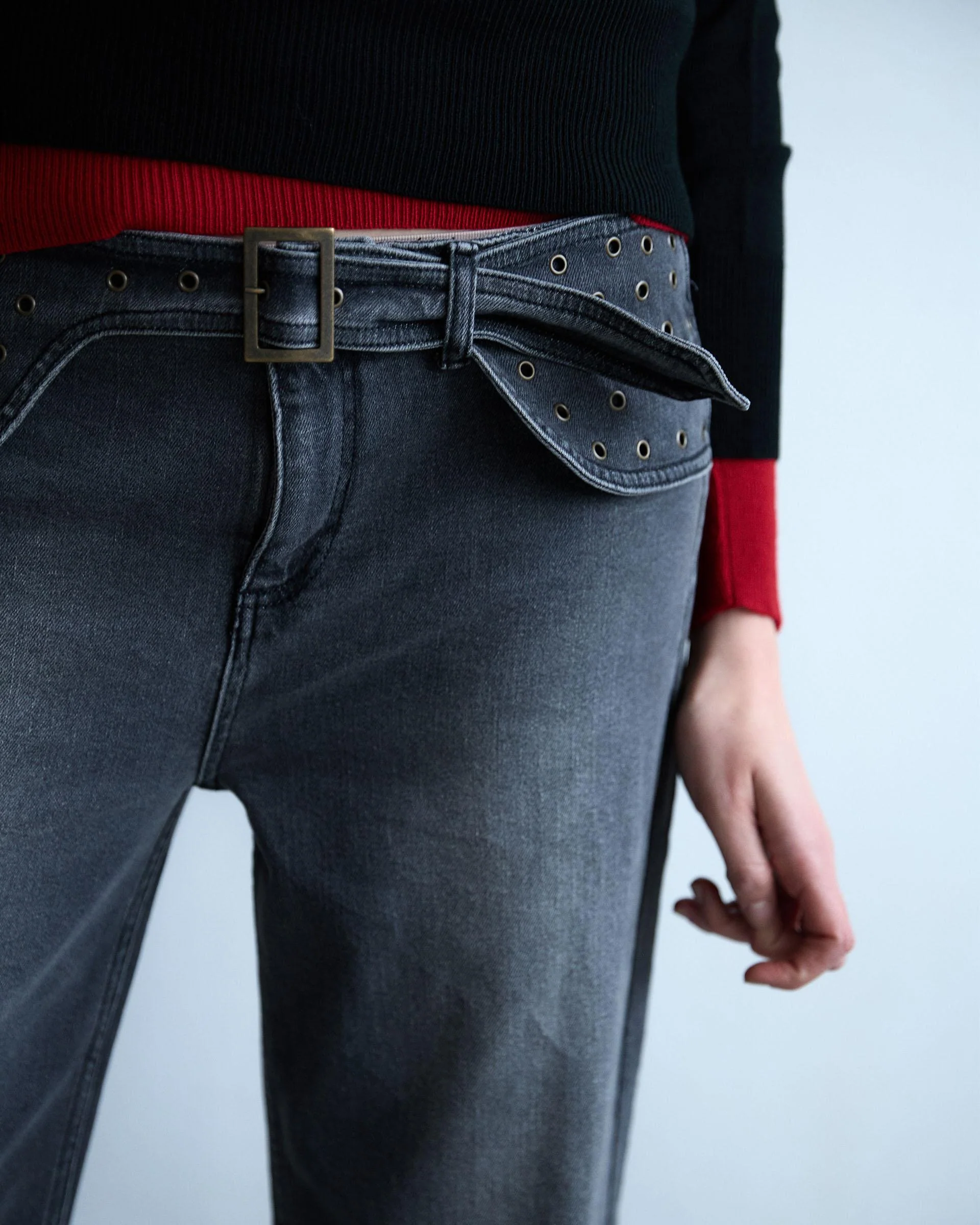 Jeans Cinturón Arandelas Antracita - Image 3