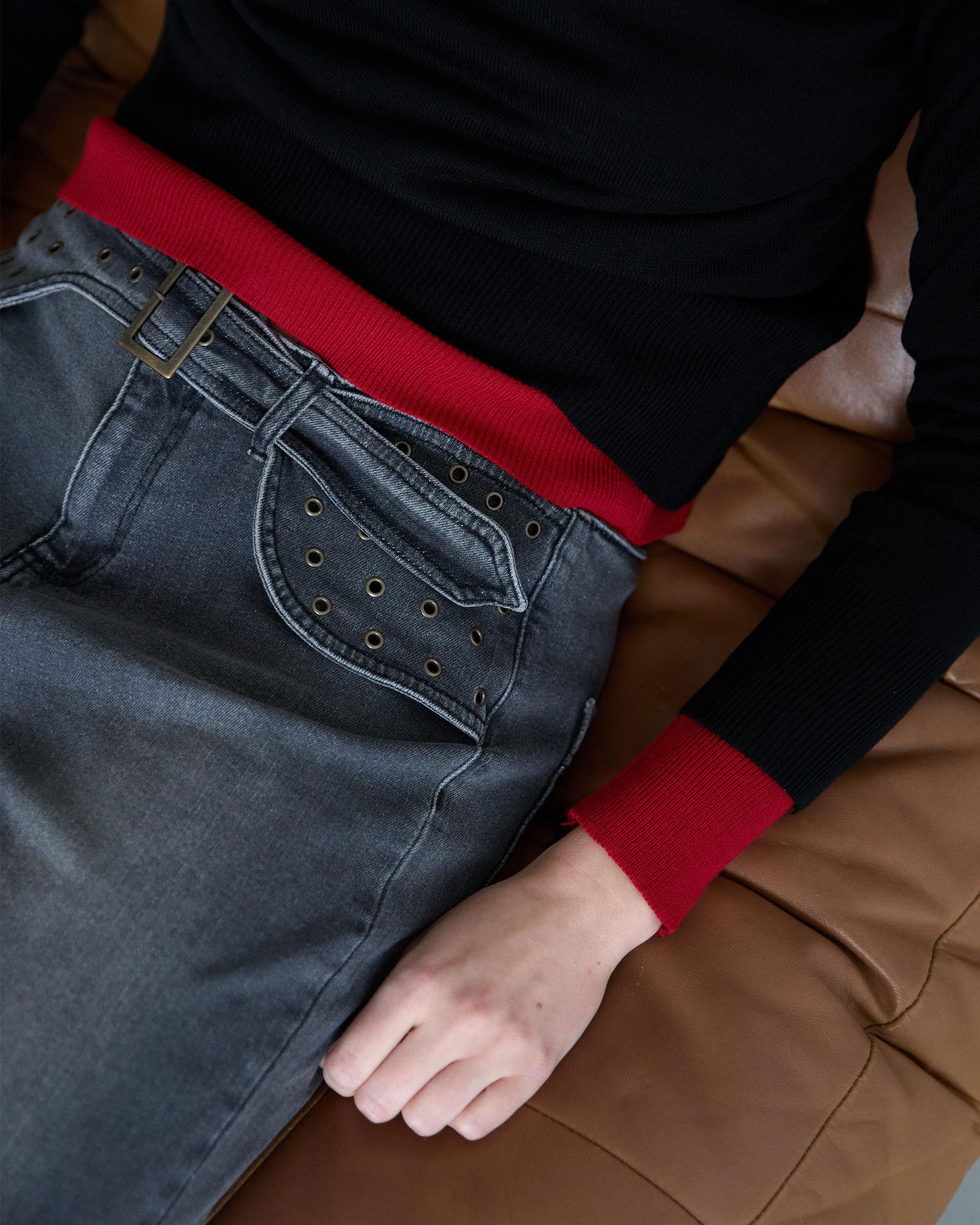 Jeans Cinturón Arandelas Antracita - Image 7