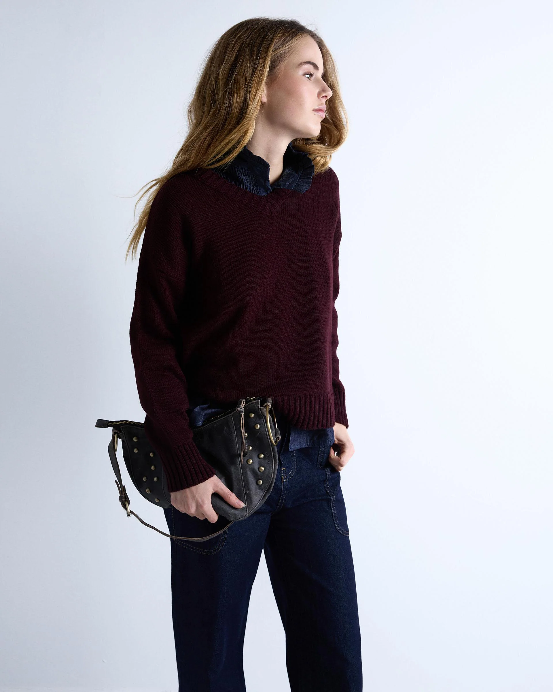 Jersey Cuello Pico Rib Granate - Image 3