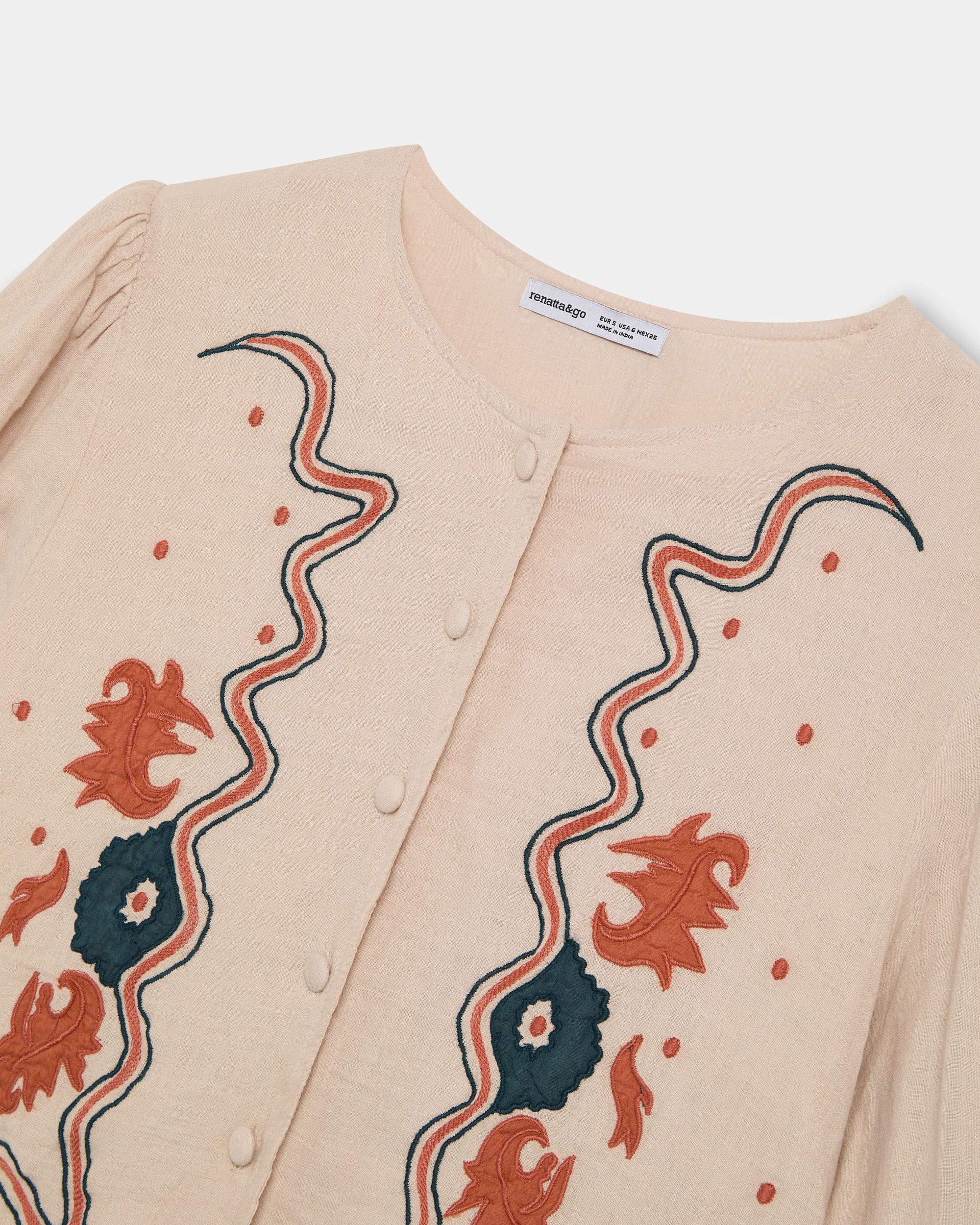 Sobrecamisa Bordados Étnicos Rosa Palo - Image 9