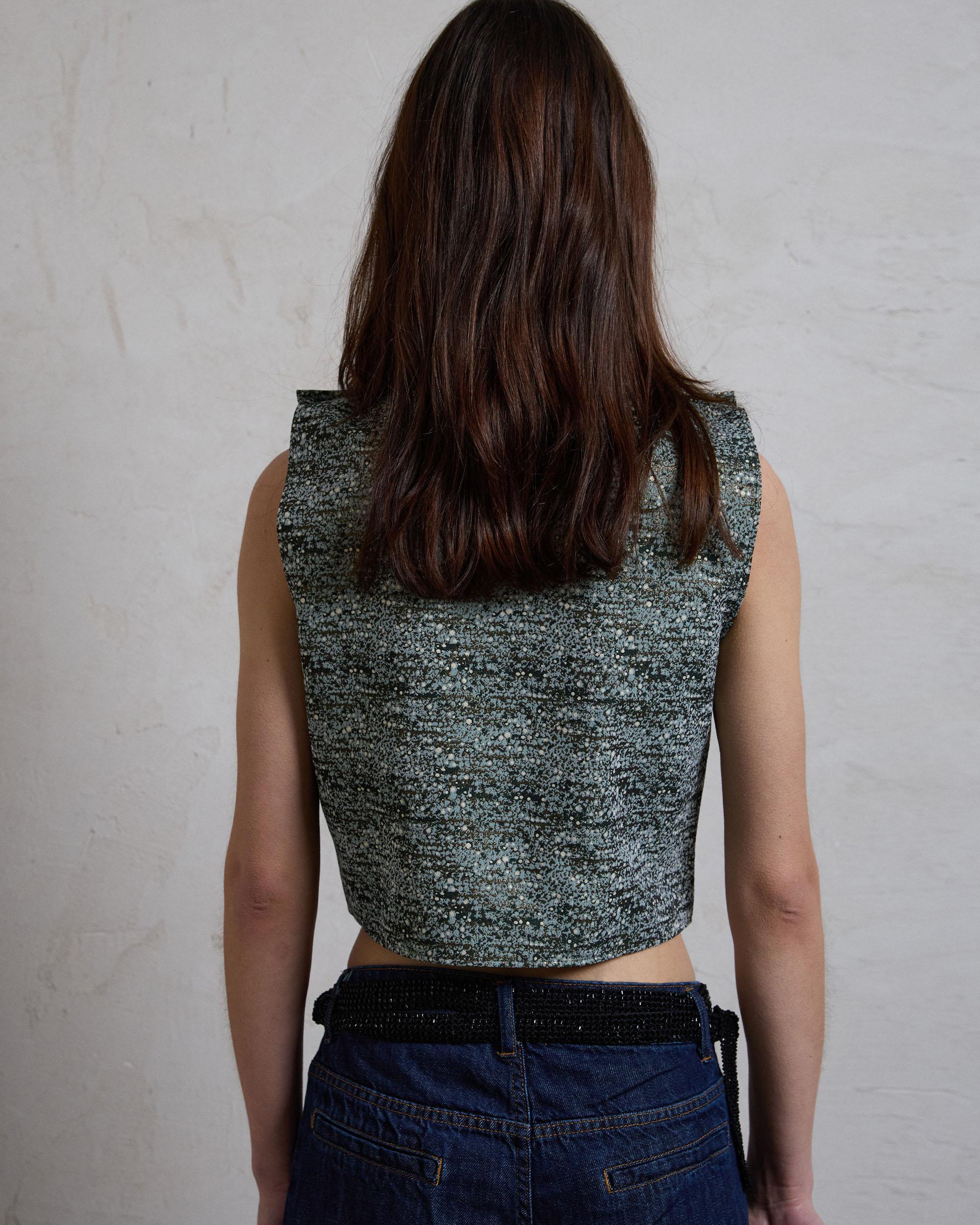 Top Cruzado Jacquard Verde Agua - Image 6