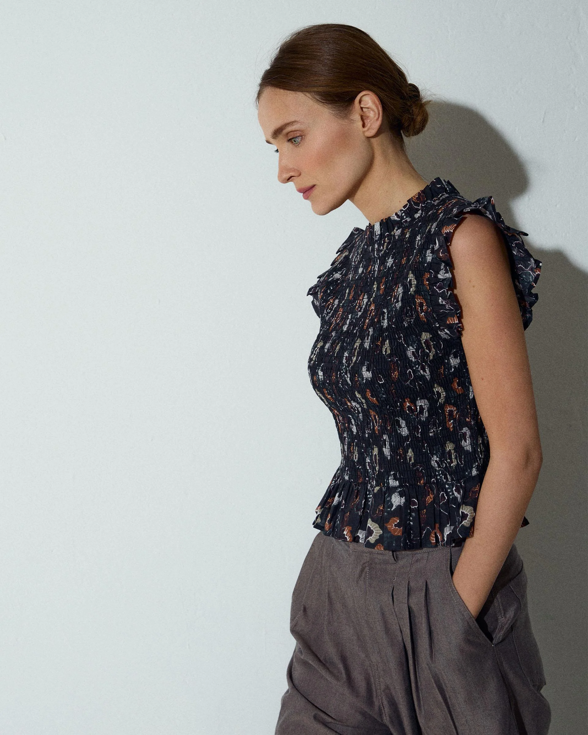 Top Nido De Abeja Estampado Floral Antracita - Image 6