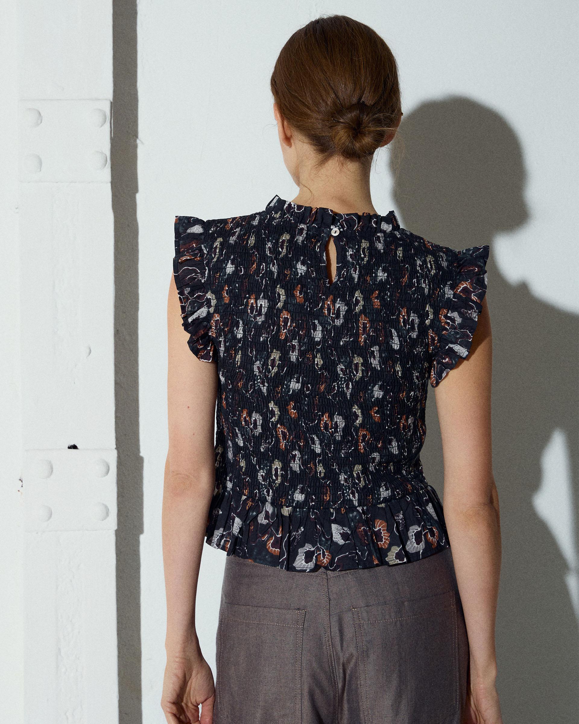 Top Nido De Abeja Estampado Floral Antracita - Image 8