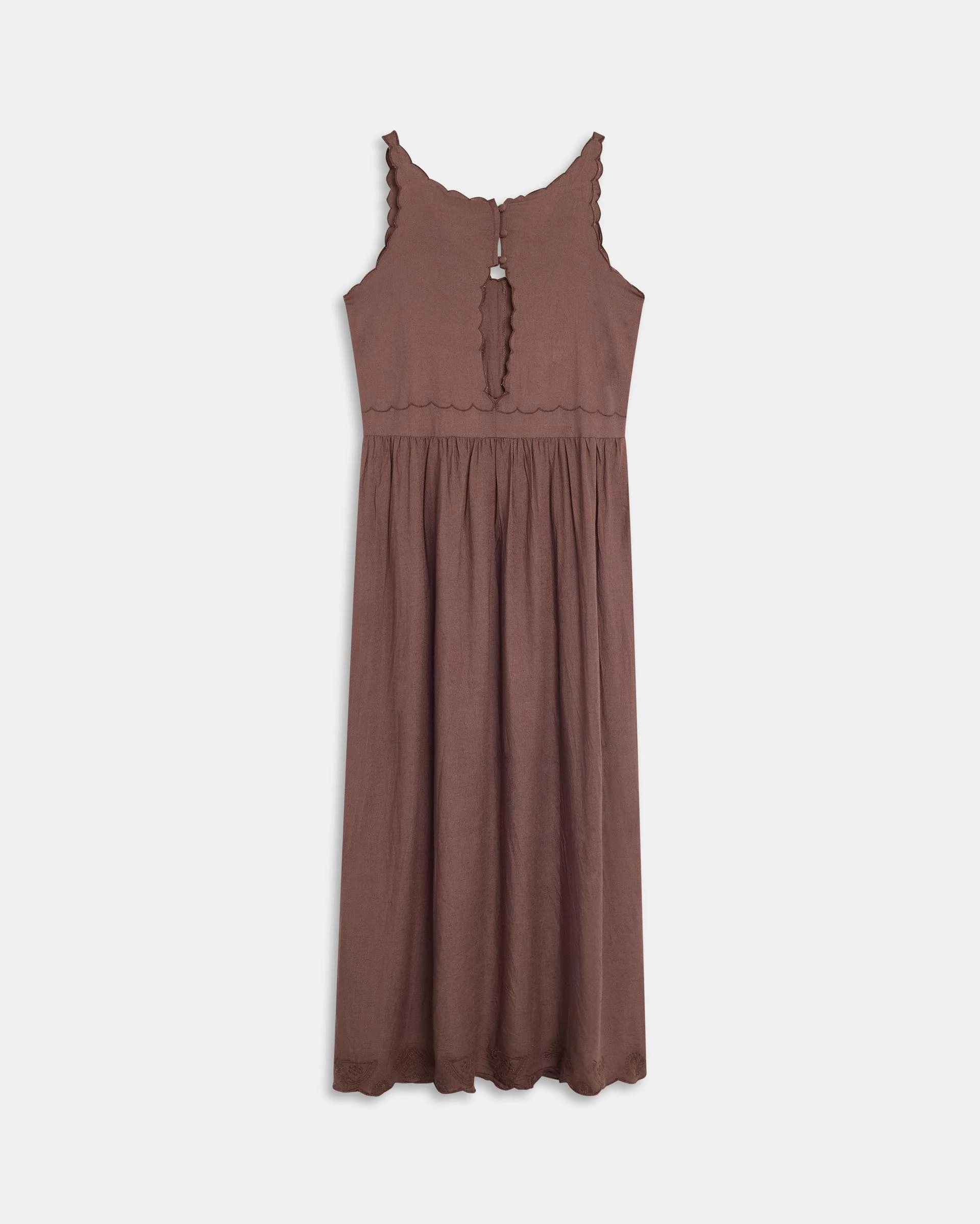 Vestido Bordados Festoneado Marrón - Image 10